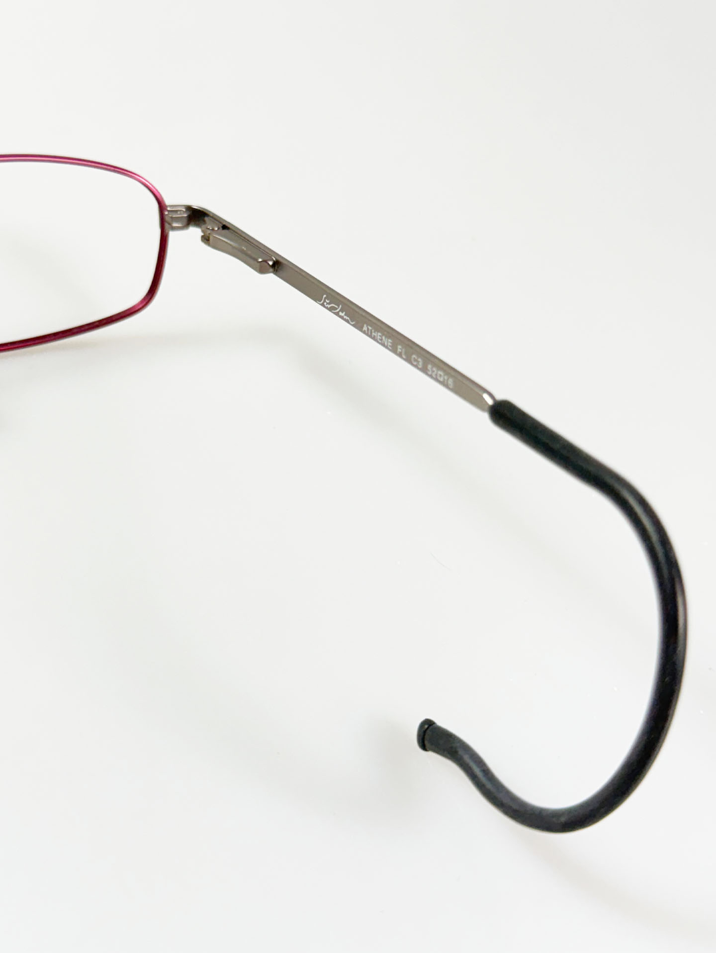 SARA & JOHN Burgundy & Silver Slim Square Metal Glasses