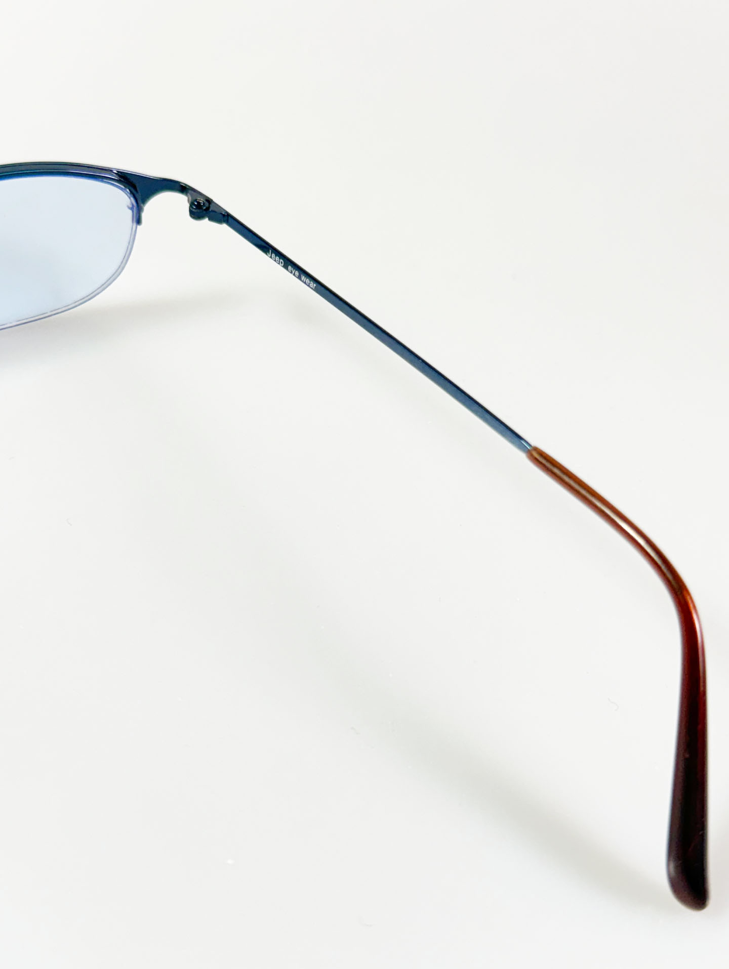 JEEP Half-Rim Slim Square Blue Metal Frame Tinted Glasses