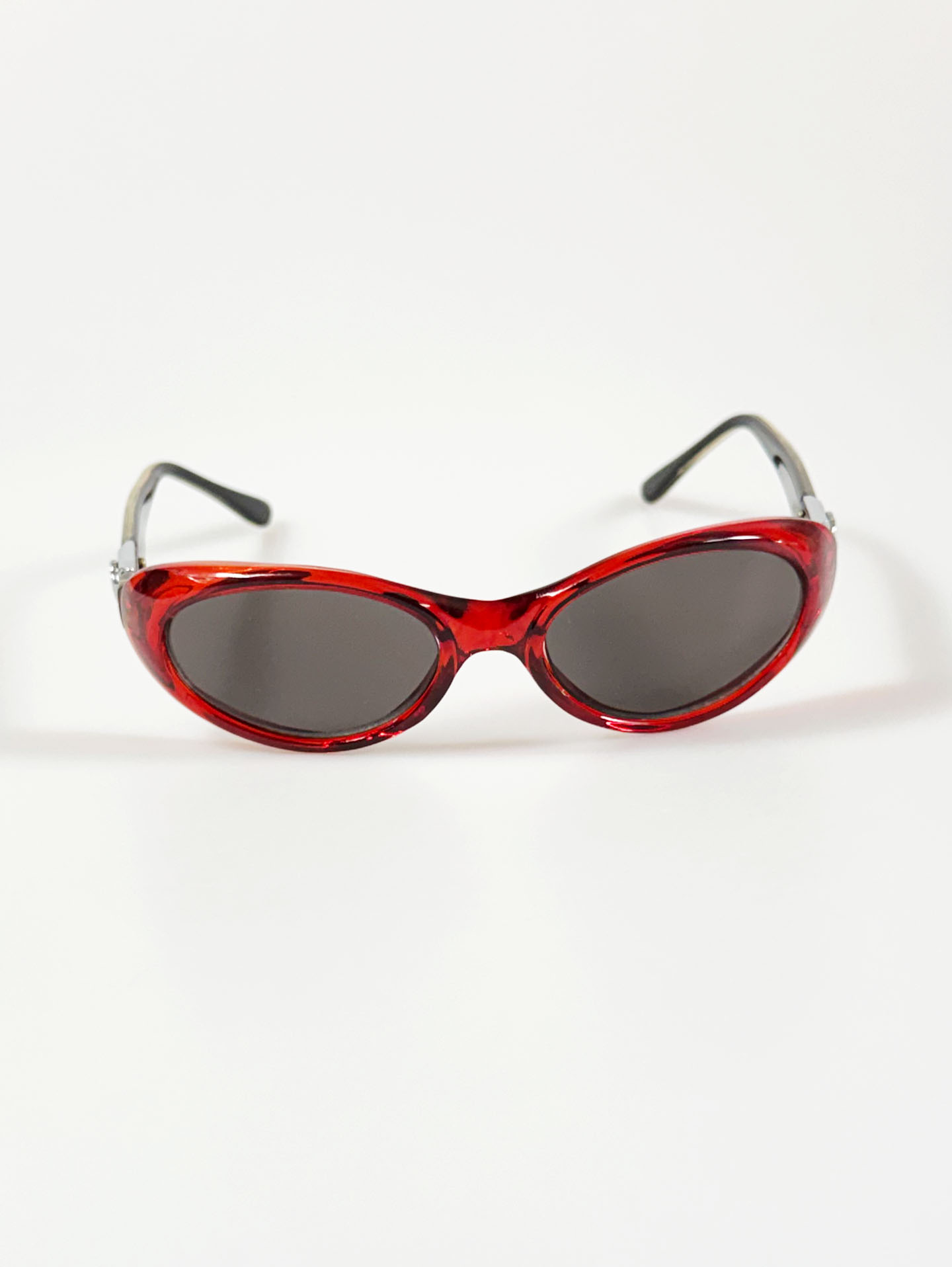 90's ONE LAST KISS Red Oval Wrap Acetate Sunglasses