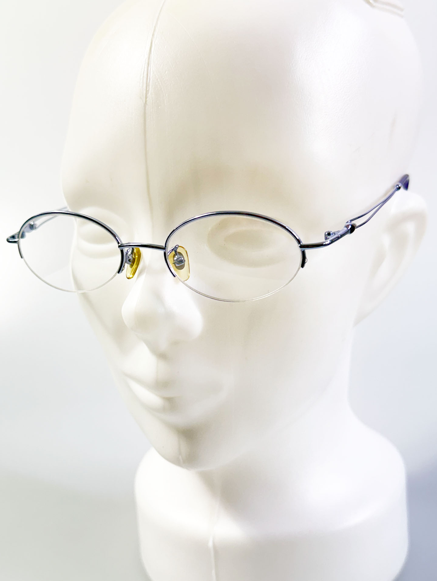 InToo Light Blue Oval Semi-Rimless Metal Frame Glasses
