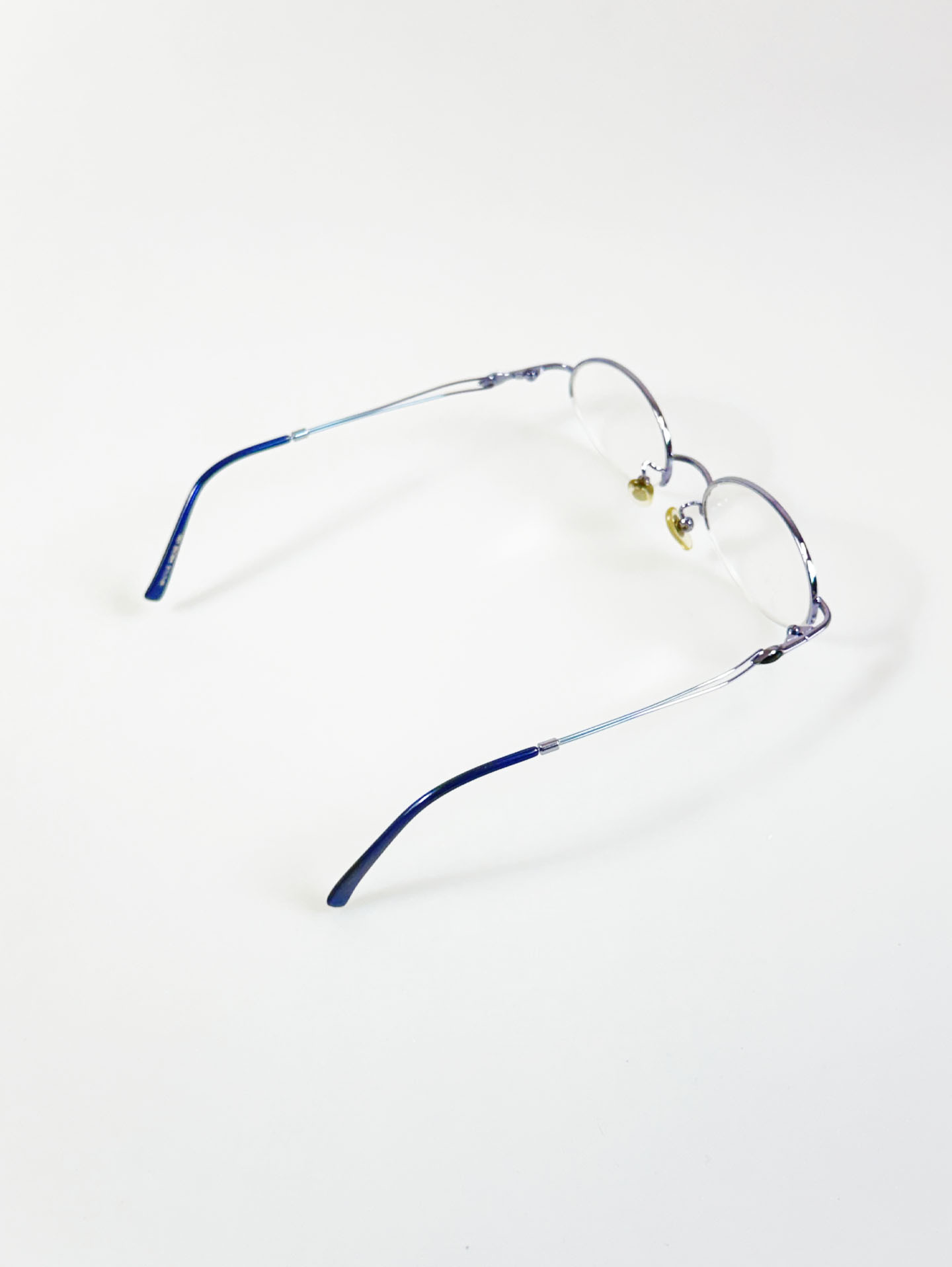 IINTOO Slim Oval Half-Rim Light Blue Metal Frame Glasses