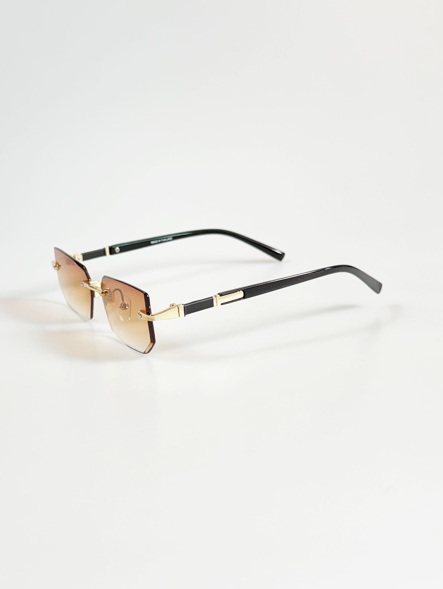Gold Rimless Square Gradient Tint Sunglasses