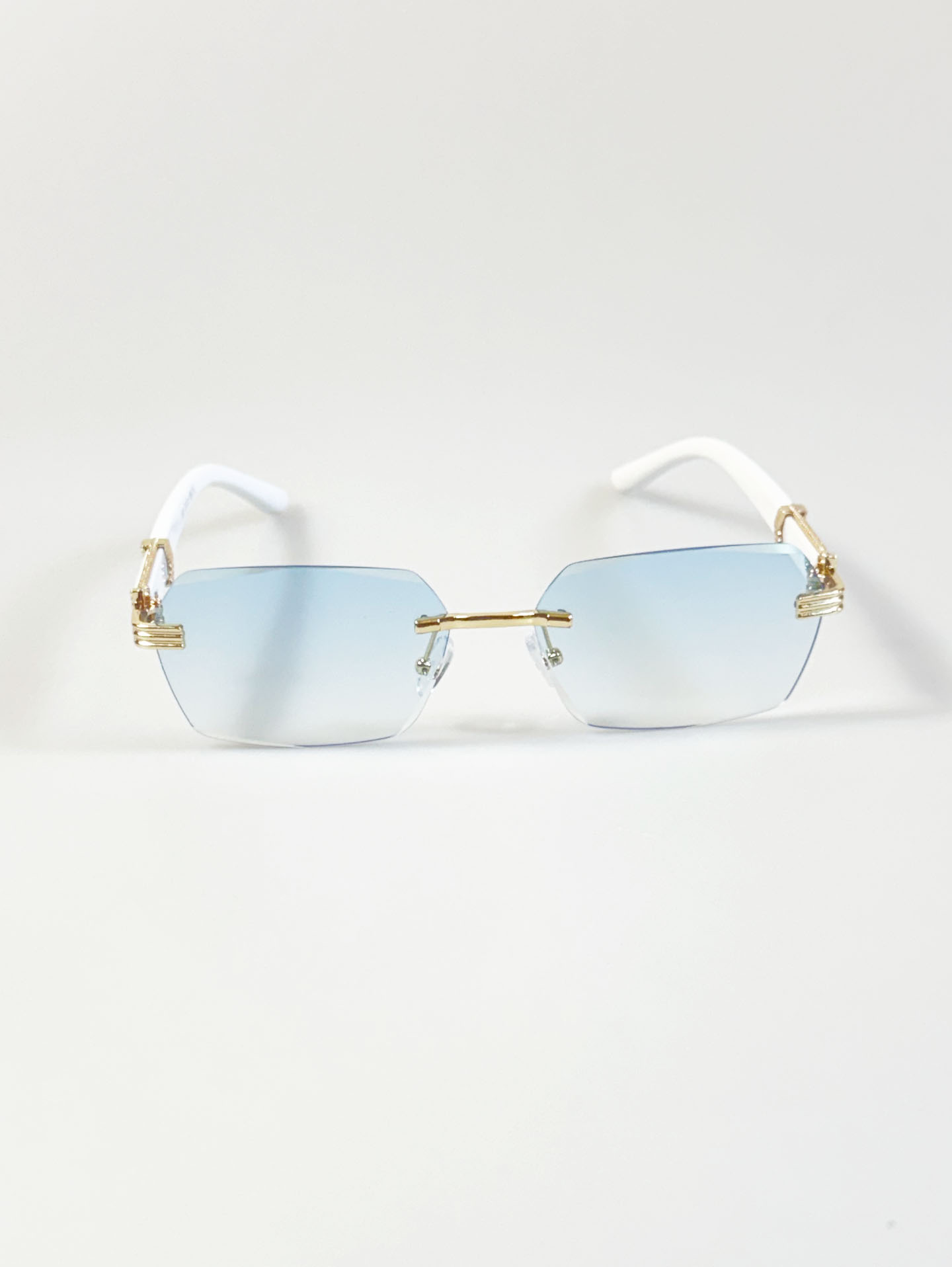 Rimless Square Metal Frame Tint Sunglasses