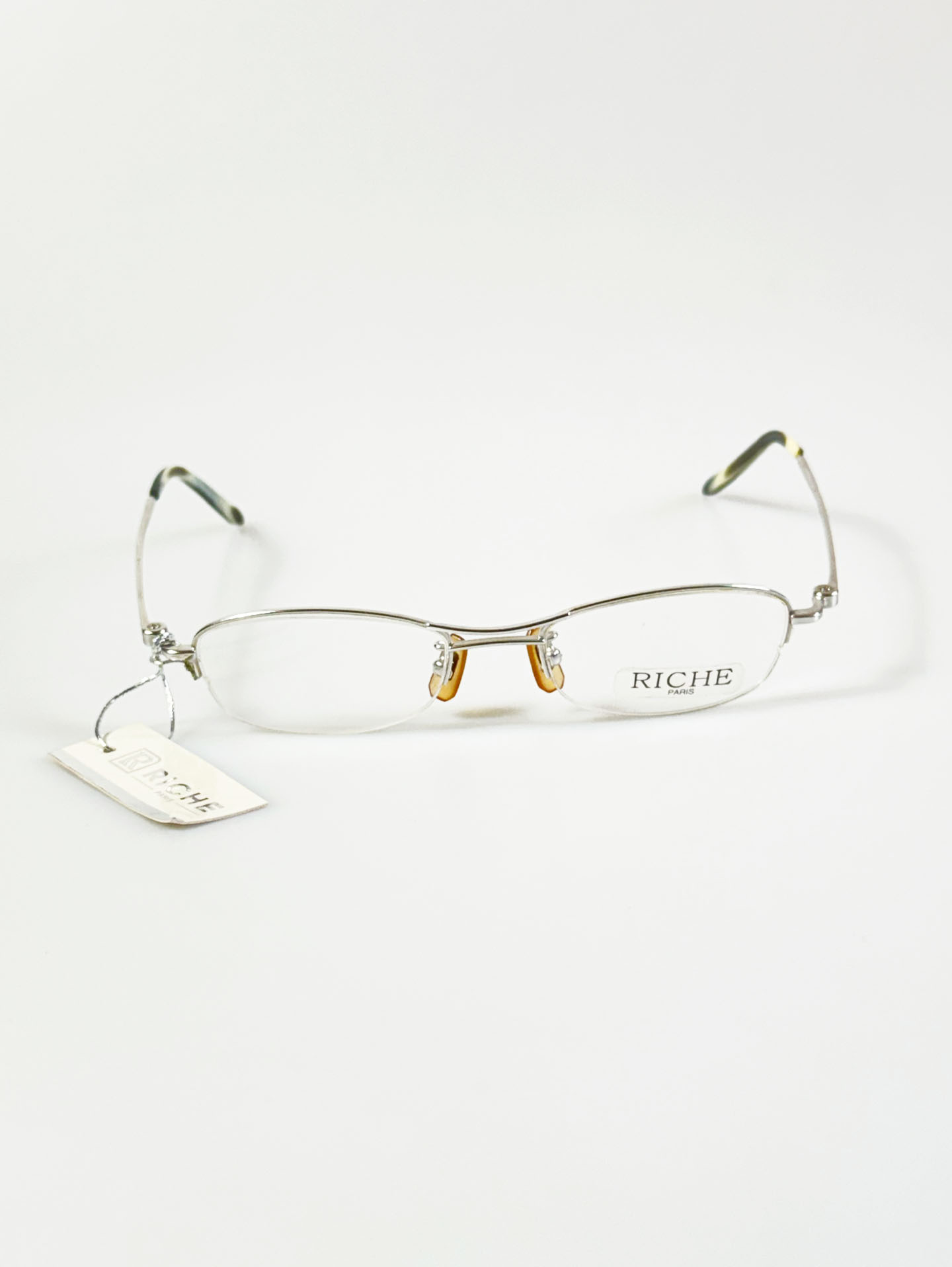 RICHE Paris Silver Square Half Rim Metal Glasses