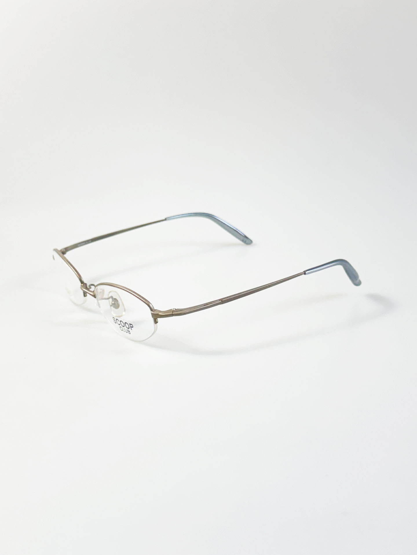 SCOOP CLUB Silver Titanium Oval Half-Rim Glasses
