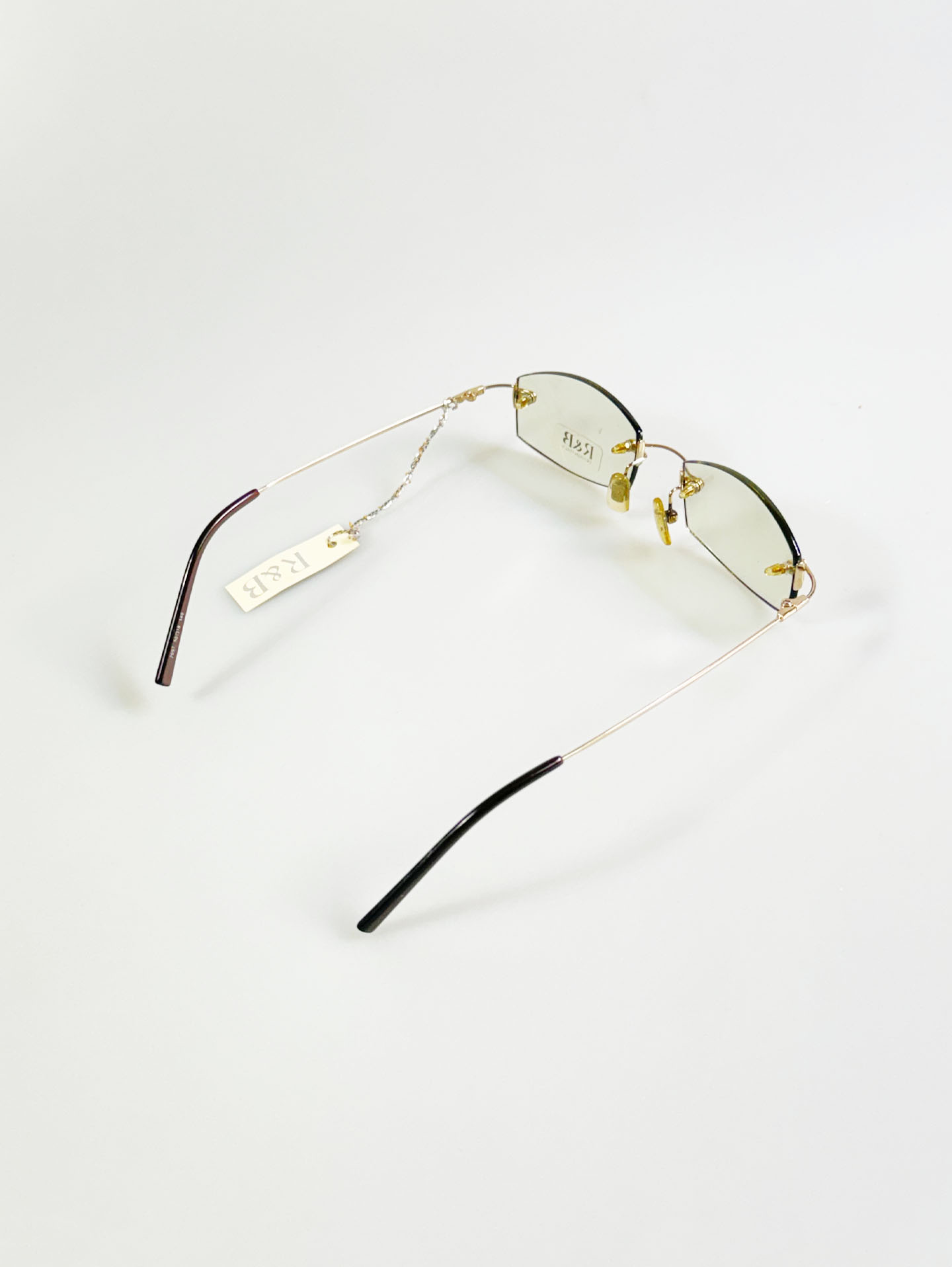 R&B Eyewear Gold Rimless Square Metal Tinted Glasses