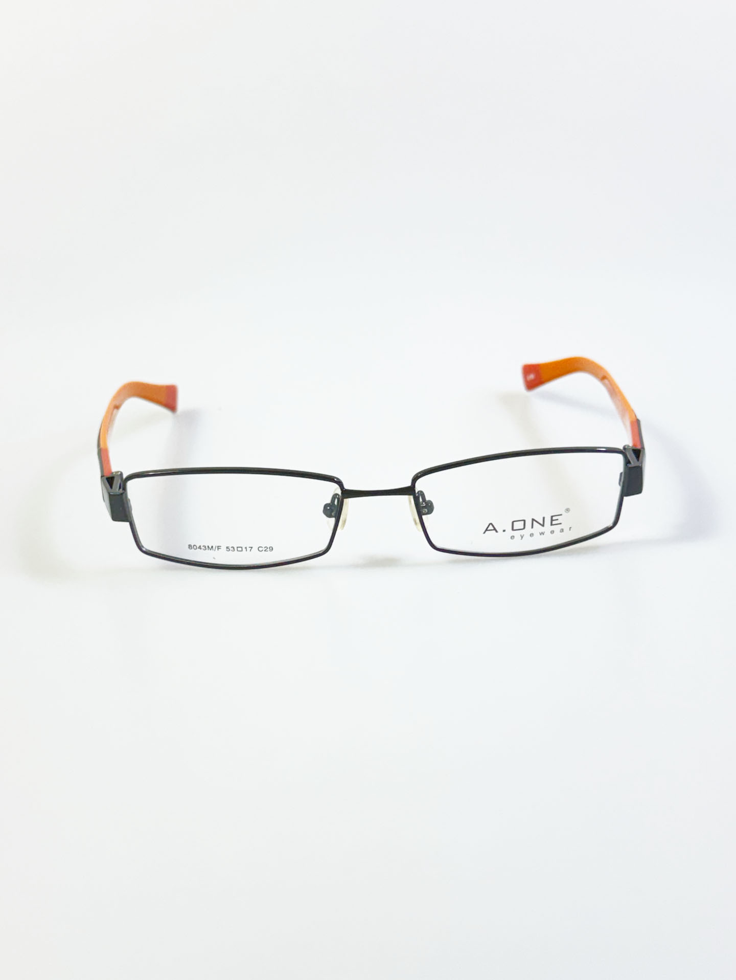 A.ONE Black & Orange Slim Square Metal Glasses