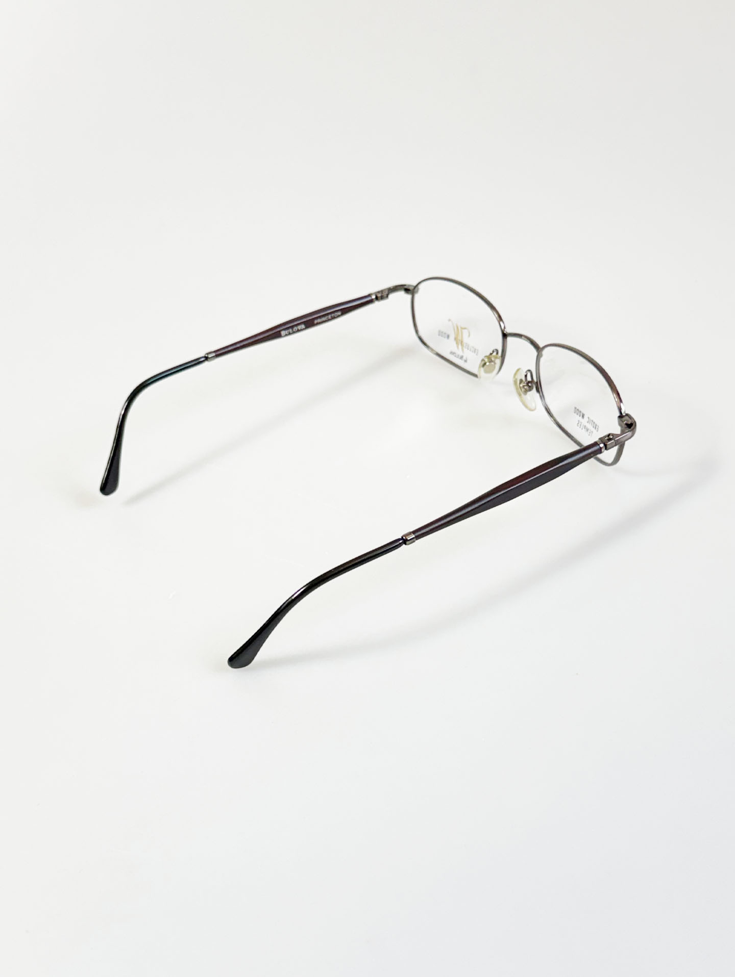 90's BULOVA Charcoal Metal Square Exotic Wood Temples Glasses