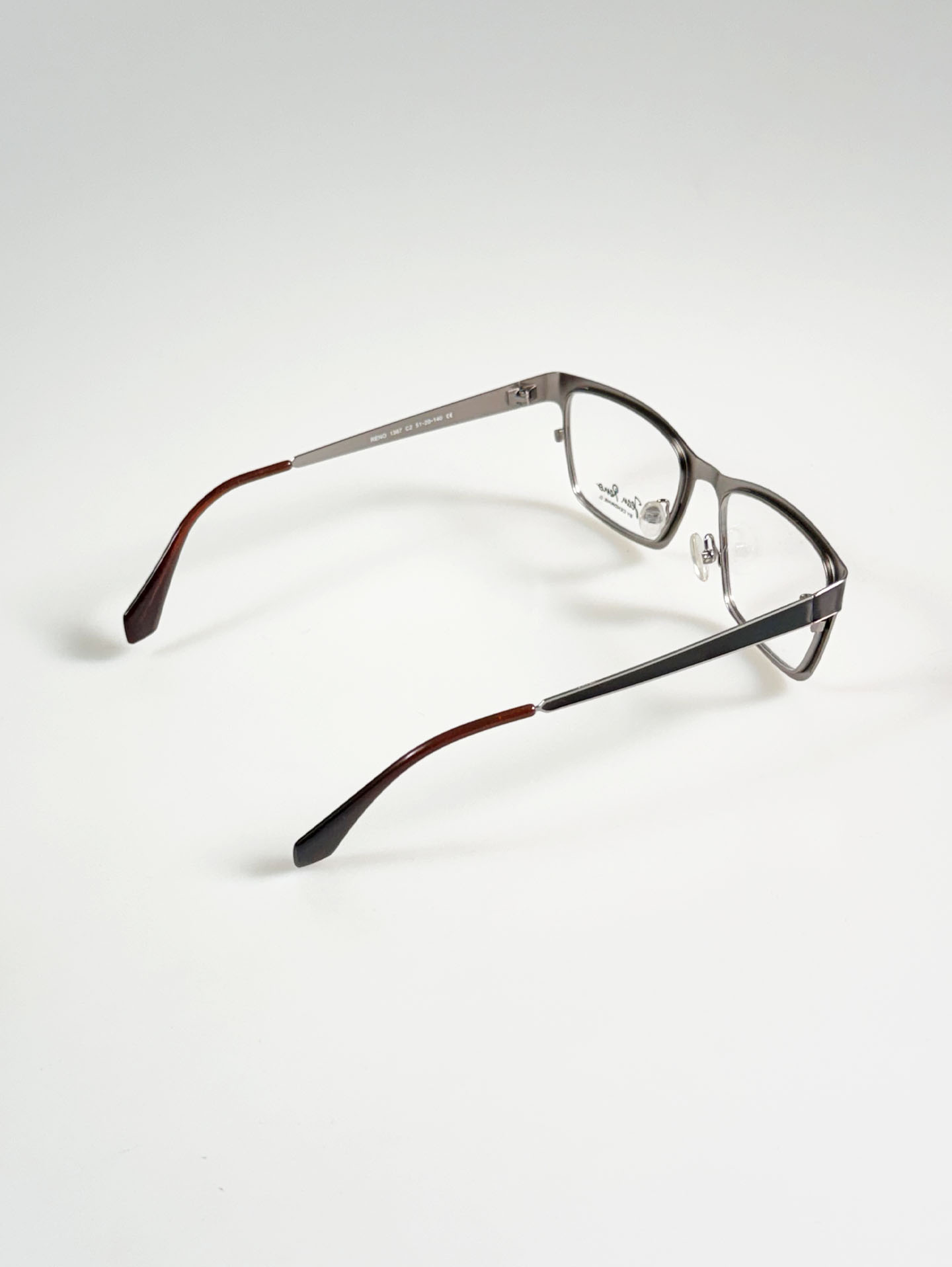 JEAN RENO Silver Tone Square Metal Glasses