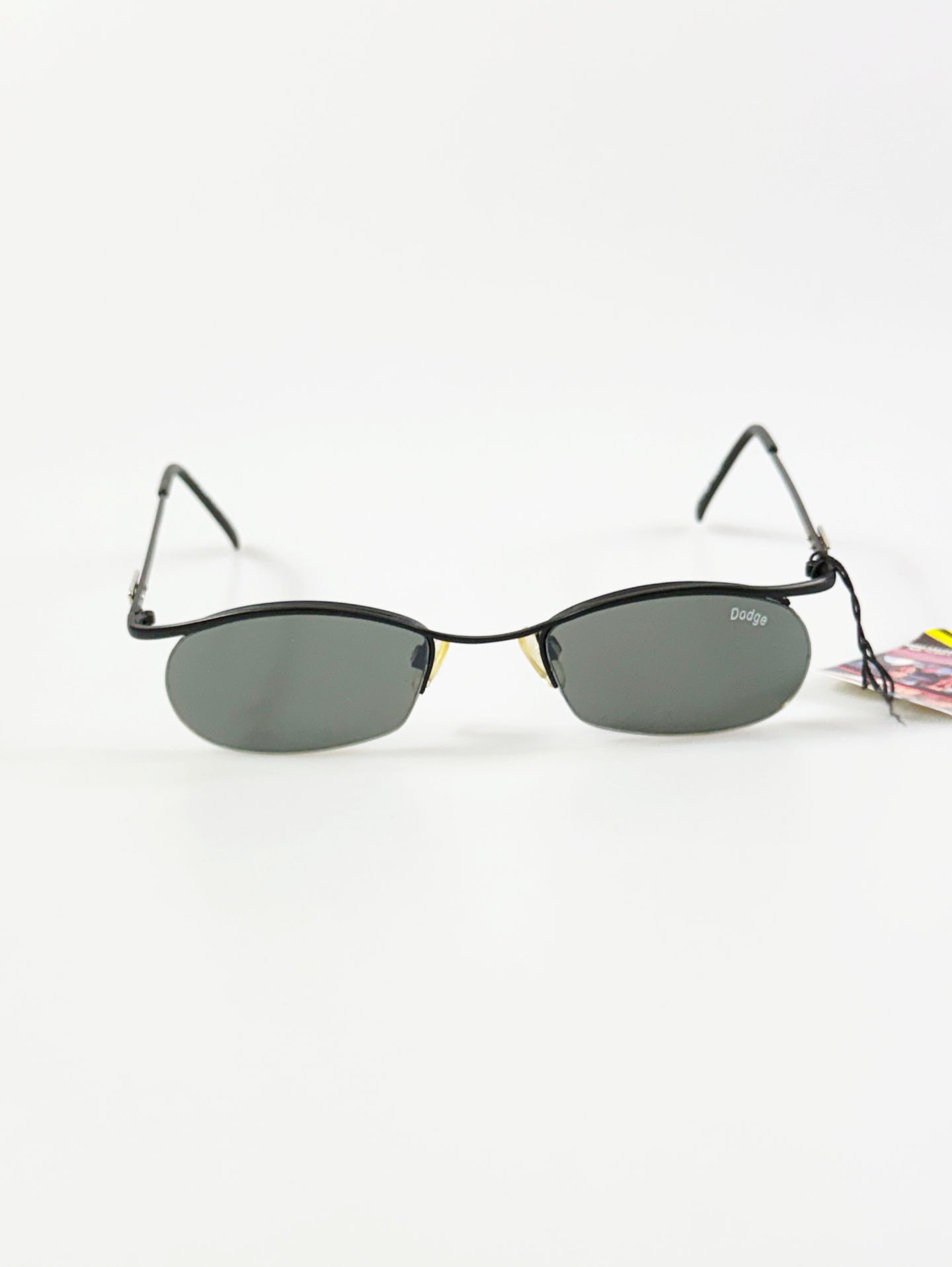 90's DODGE Black Oval Wire Frame Sunglasses