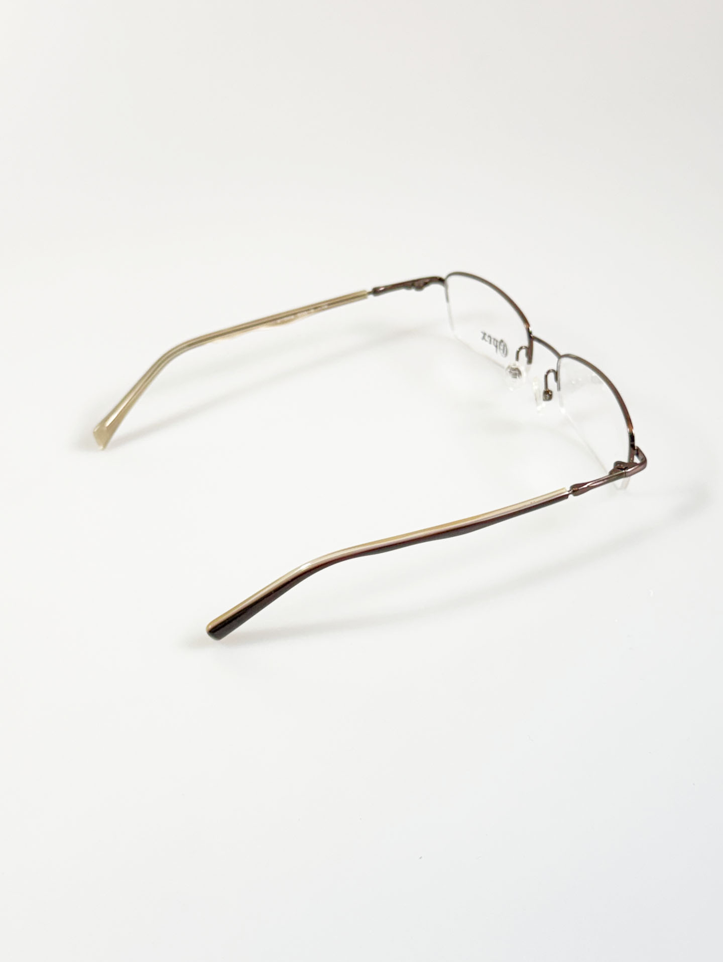 OPEX Brown Semi-Rimless Rectangular Metal Frame Glasses