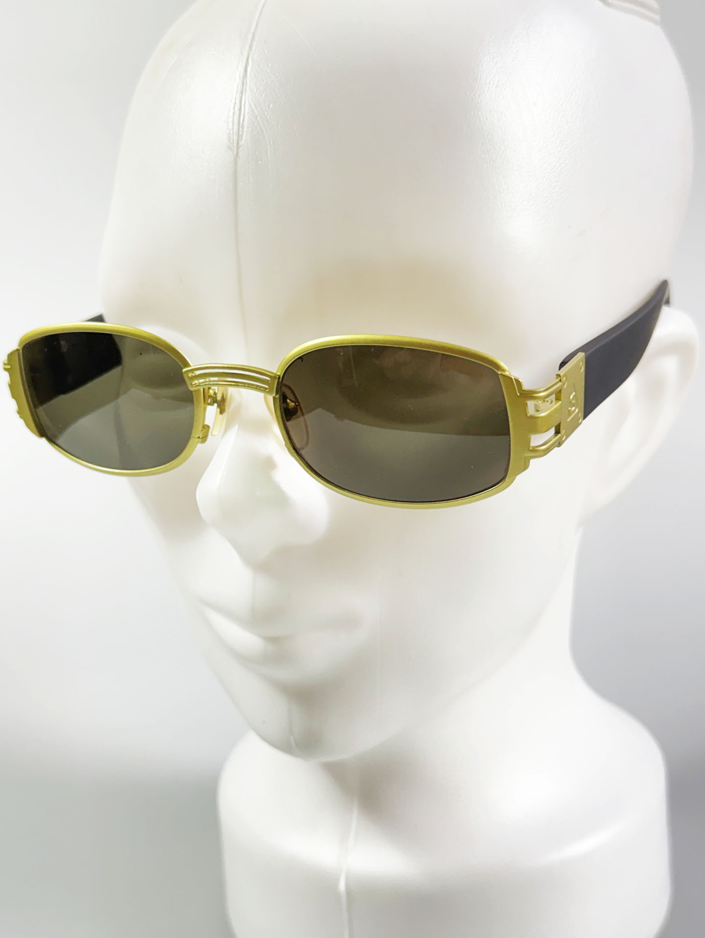 90's SERENO Square Green-Gold Metal Sunglasses