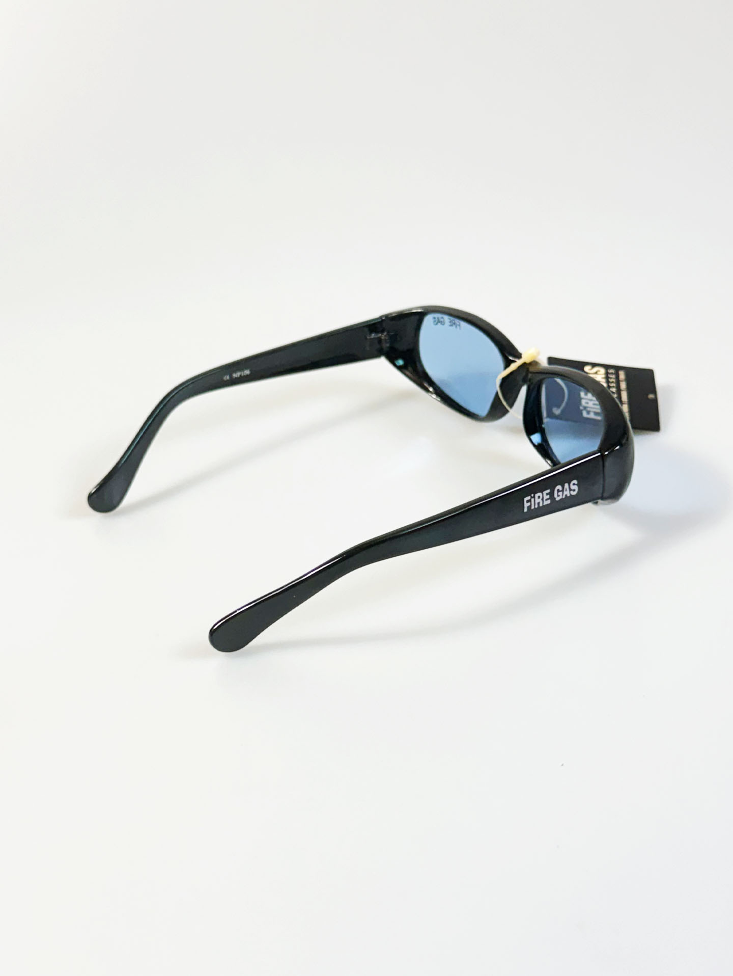 90's FIRE GAS Glossy Black Bold Oval Tint Sunglasses