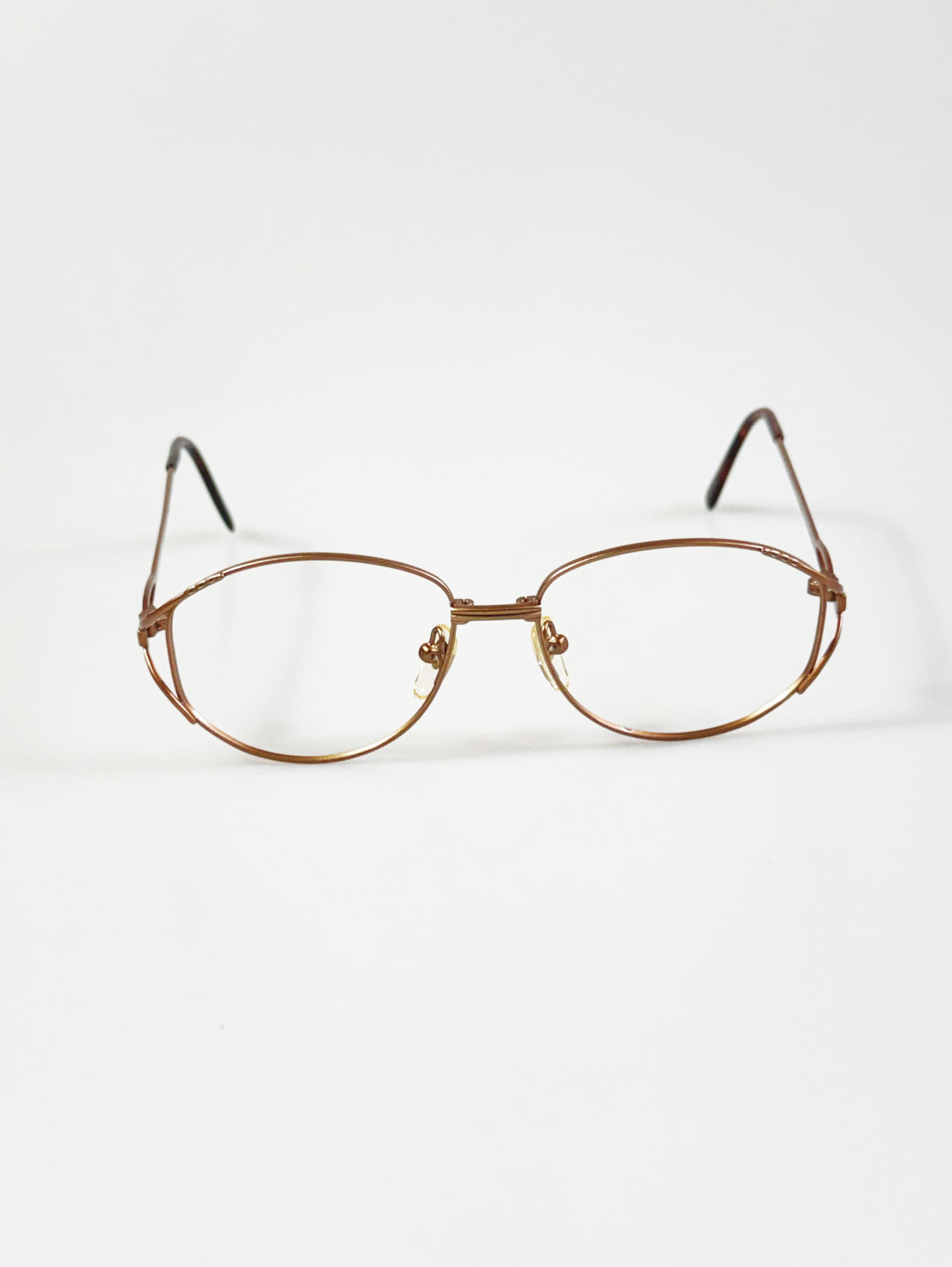 90’s OTIC Bronze Brown Slim Oval Metal Frame Glasses