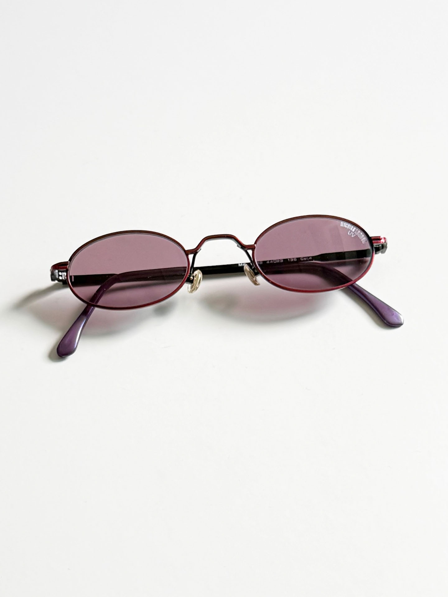 90's MICHIKO LONDON Slim Oval Rose Pink Metal Tint Sunglasses