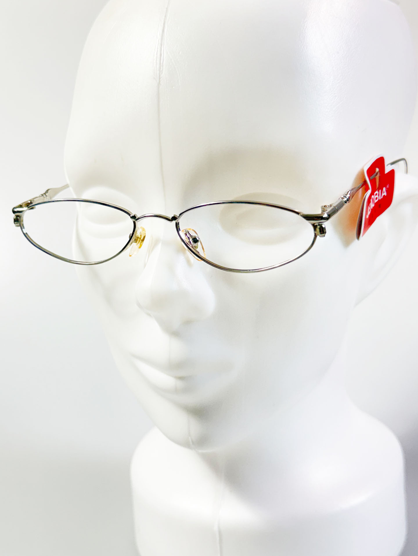 90’s JENOBIA Silver Slim Oval Metal Frame Glasses