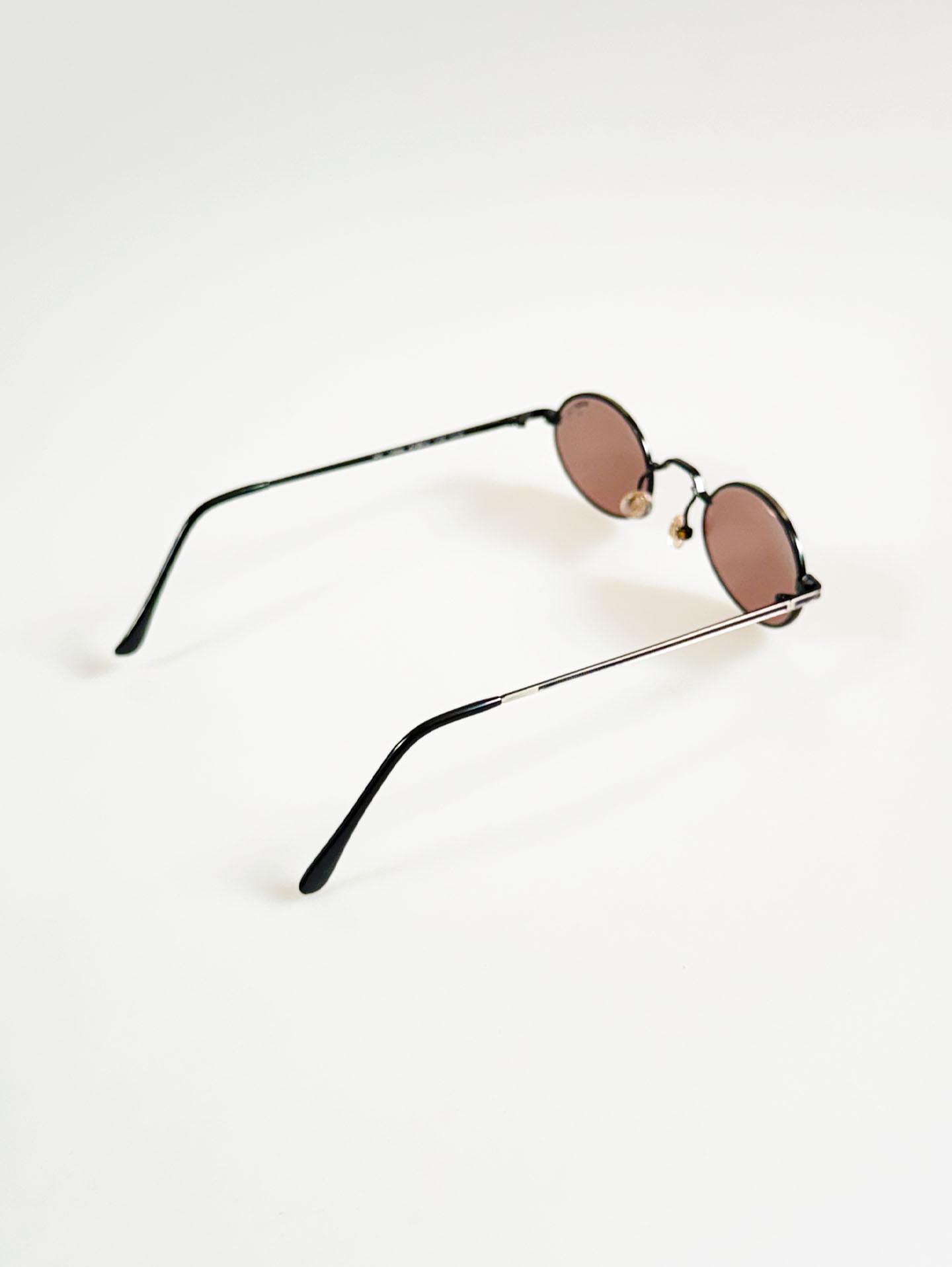 90's MICHIKO LONDON Antique Gunmetal Slim Oval Tint Sunglasses