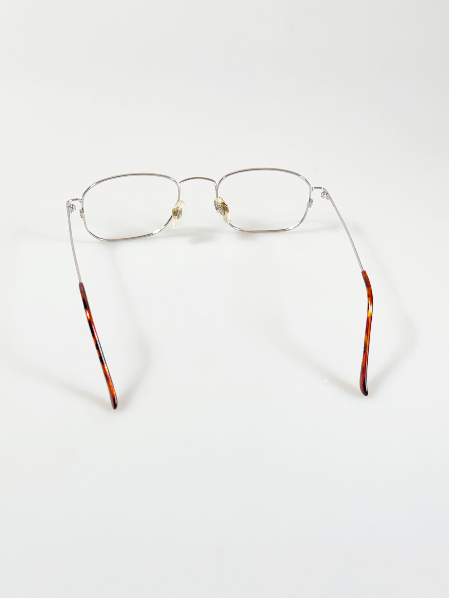 AUOI Silver Slim Square Metal Frame Glasses