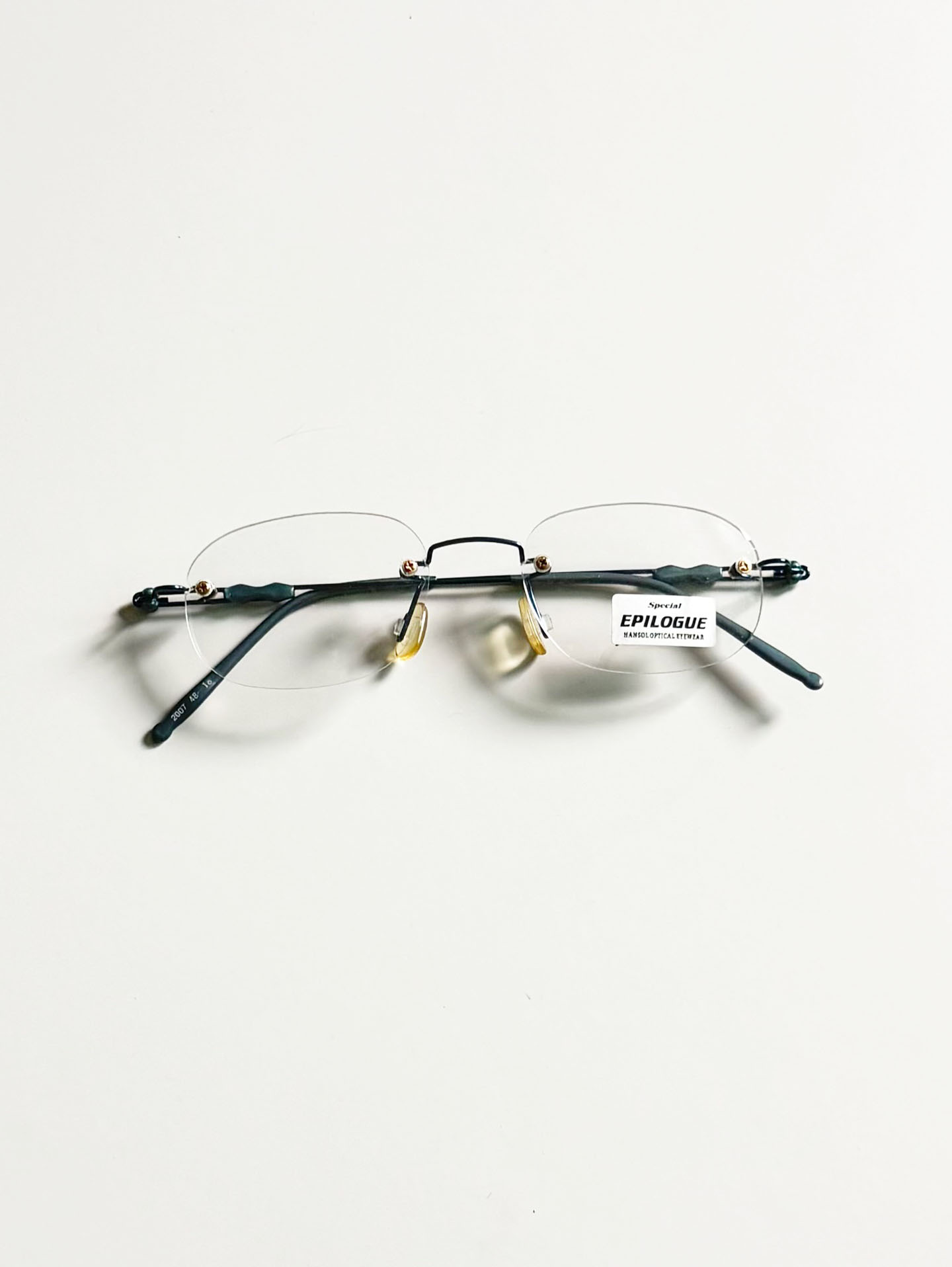 EPILOGUE Blue Rimless Square Metal Glasses