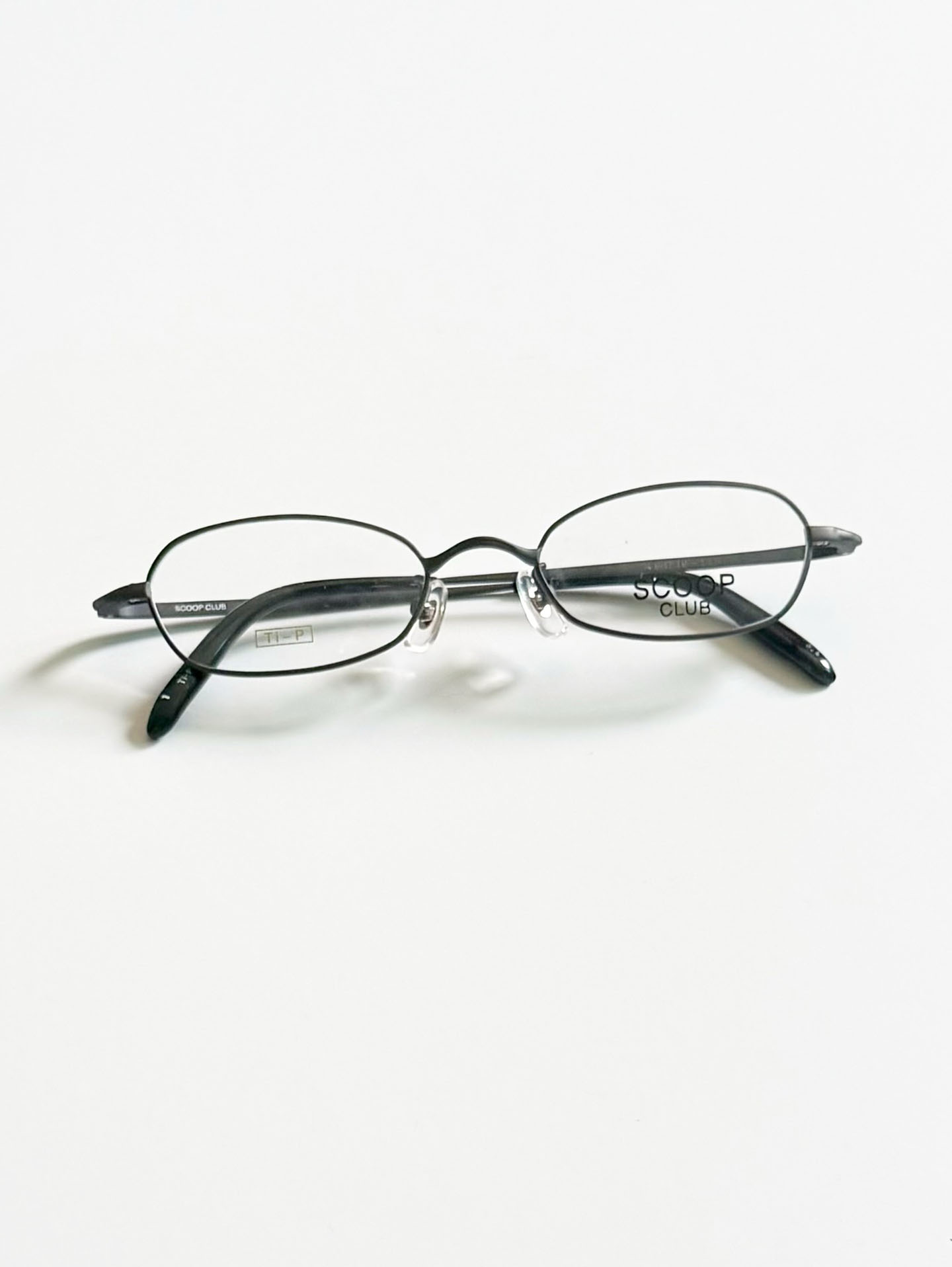 SCOOP CLUB Charcol Titanium Slim Oval Frame Glasses