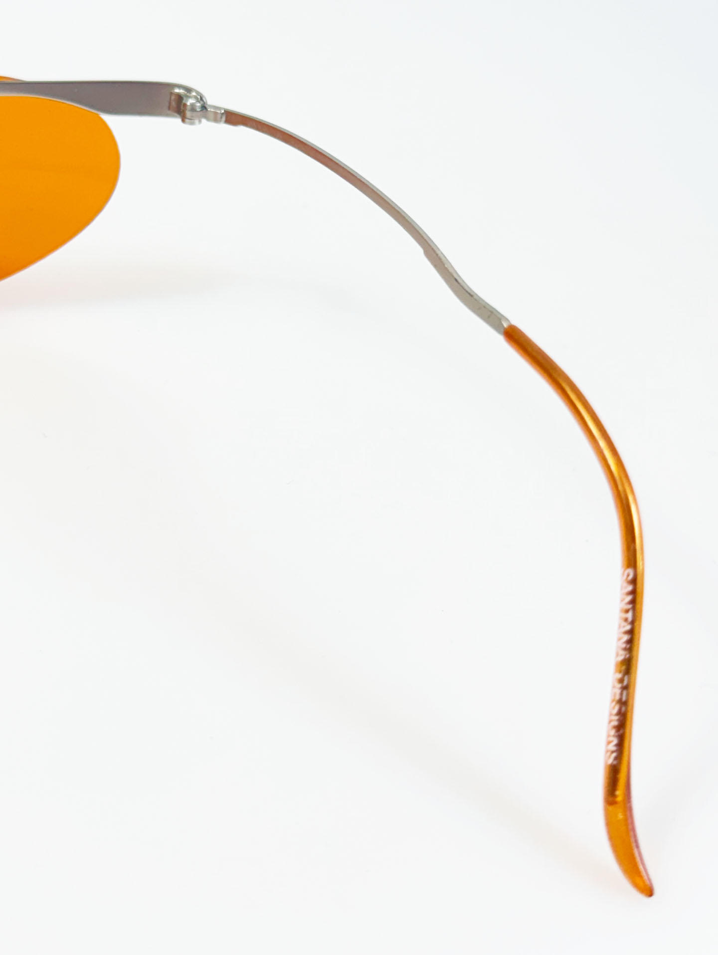 90's SANTANA Silver Rimless Oval Metal Orange Tint Sunglasses