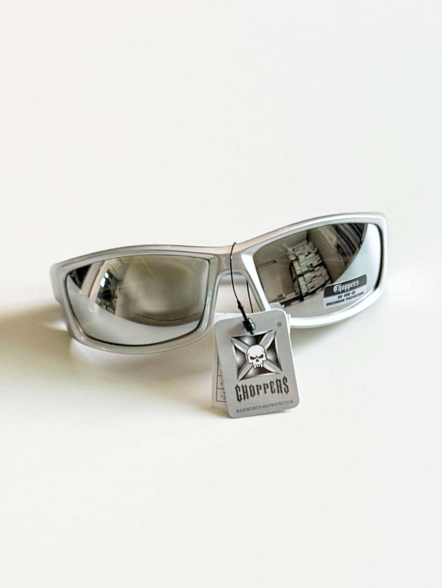 CHOPPERS Silver Wraparound Biker Sunglasses