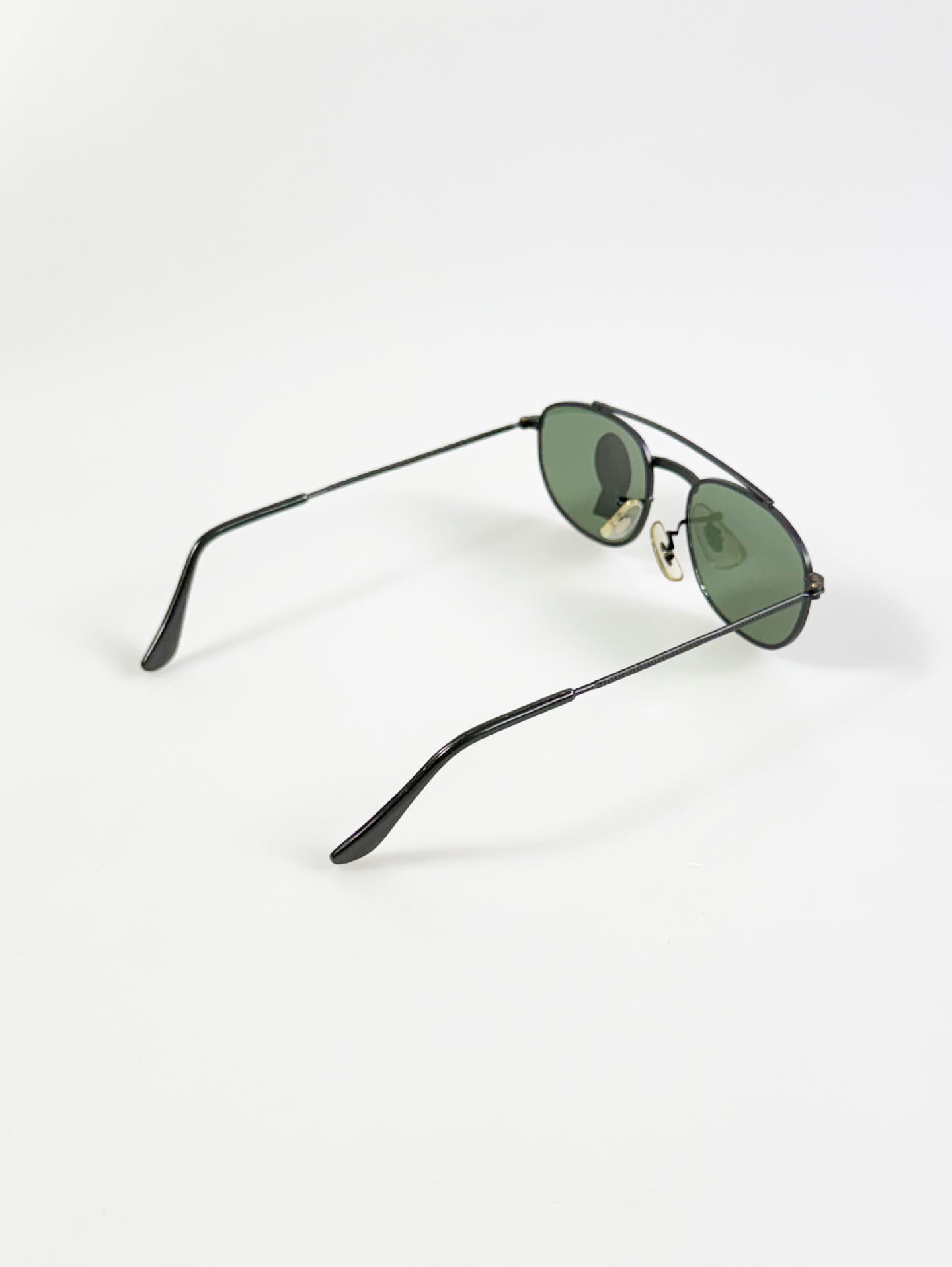 90’s Double Bridge Black Metal Square Sunglasses