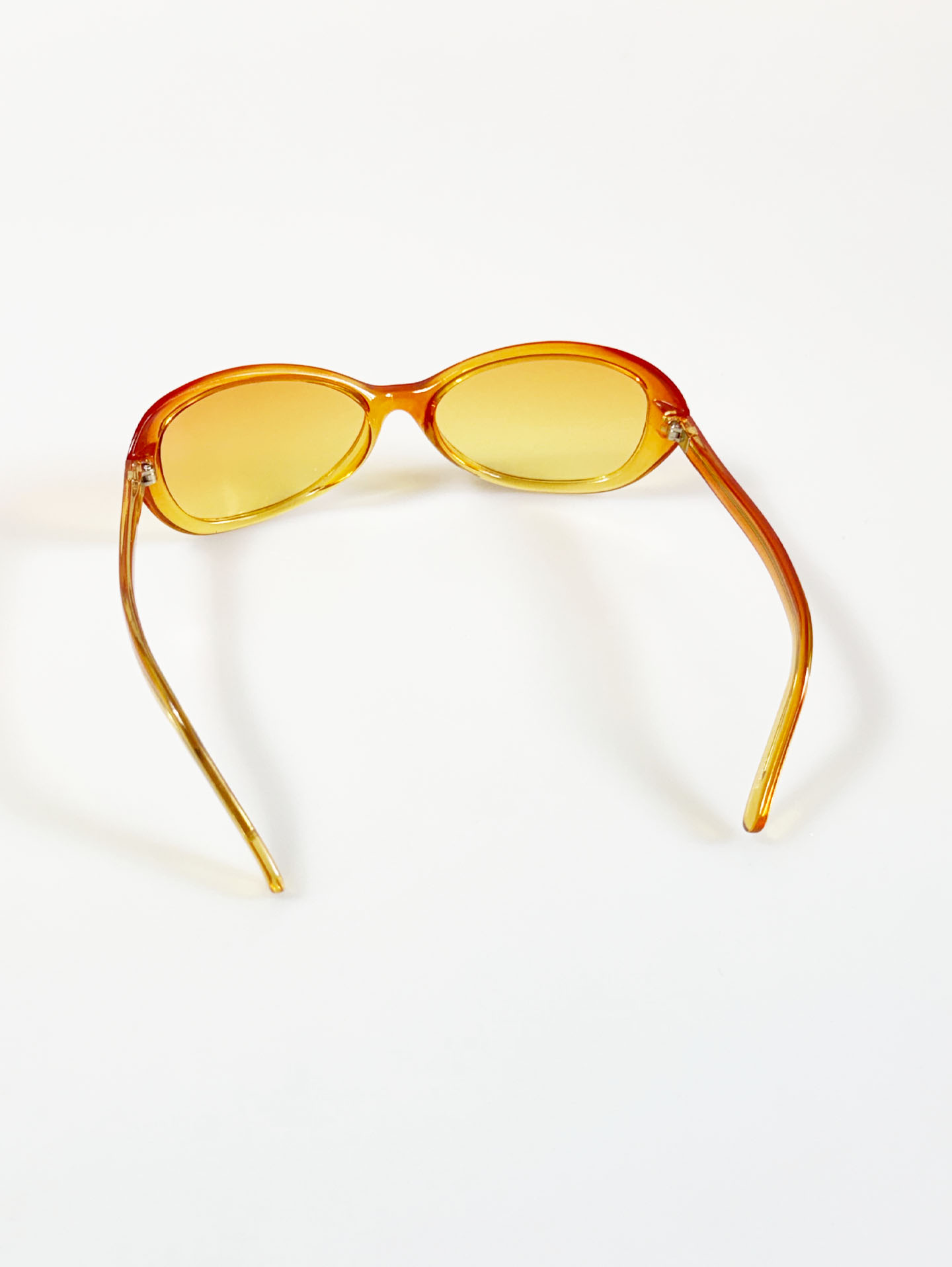Amber Orange Bold Oval Wrap Frame Tint Sunglasses