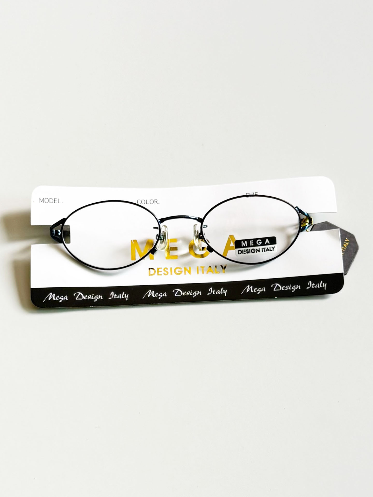 MEGA Deep Blue Slim Oval Metal Frame Glasses