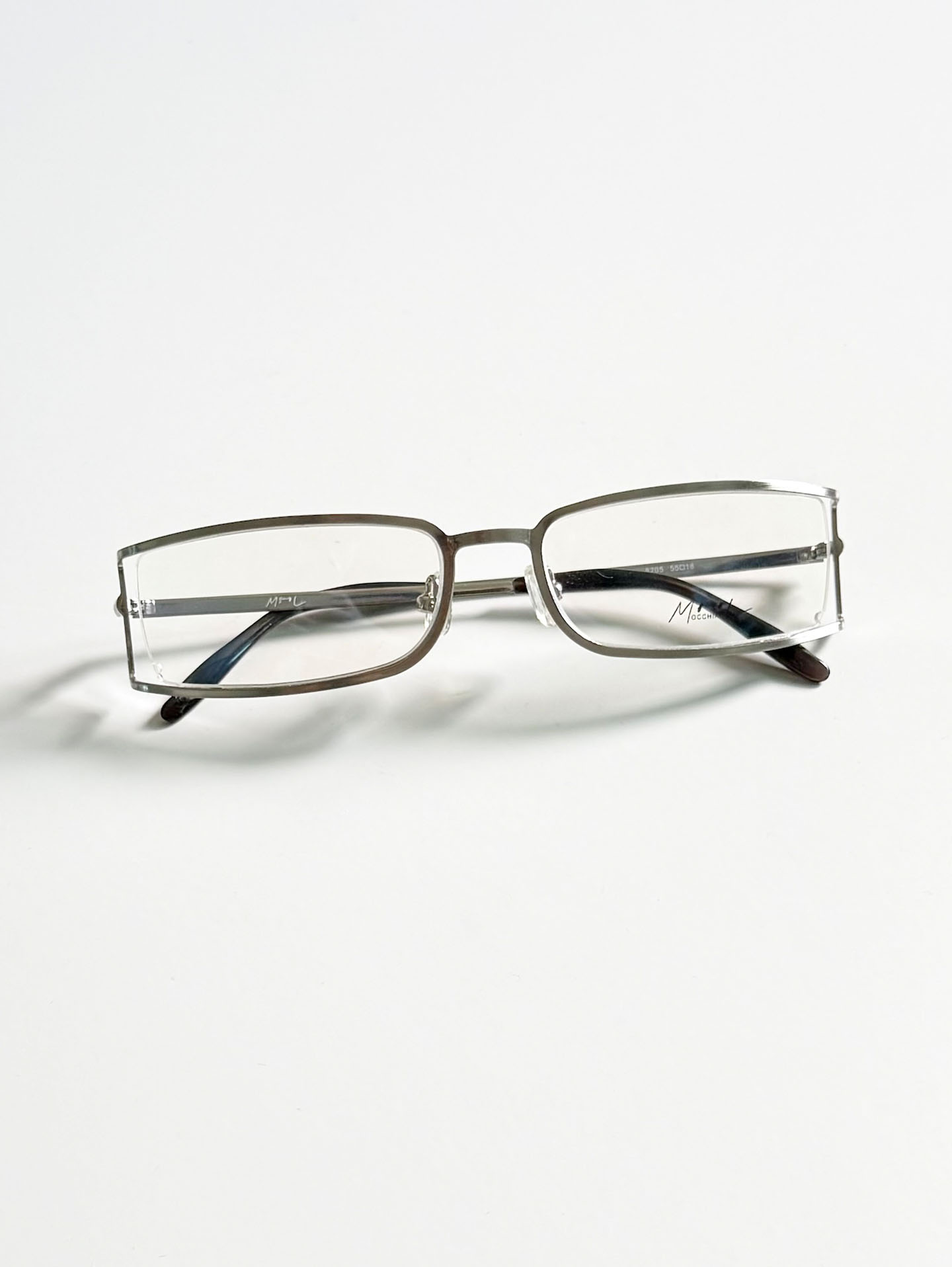 MOOL EYEWEAR Silver Slim Square Metal Frame Glasses