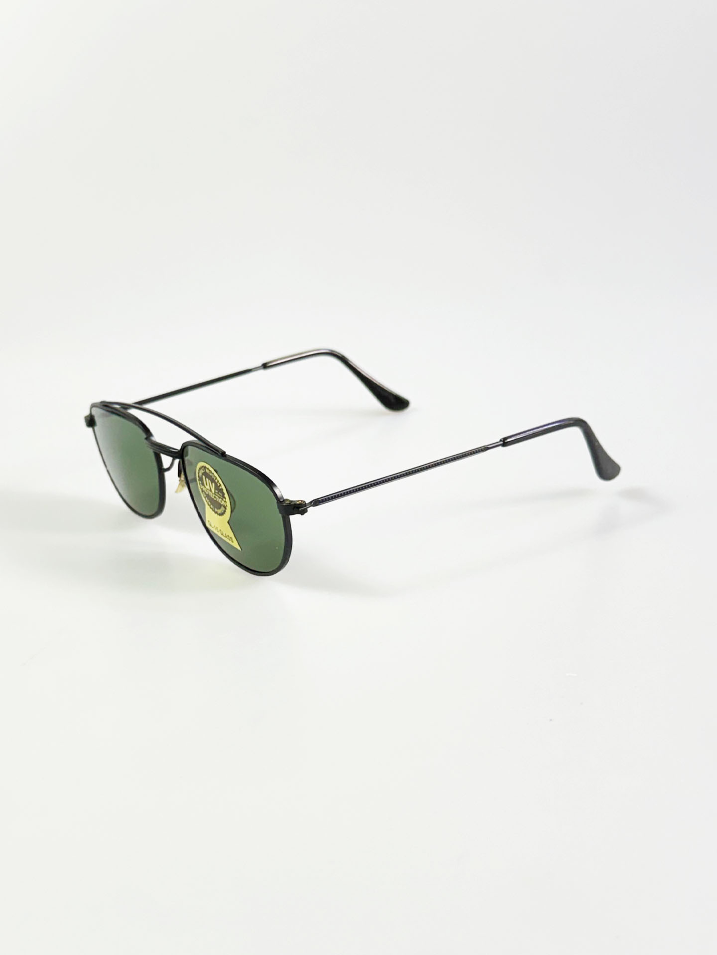 90’s Double Bridge Black Metal Square Sunglasses
