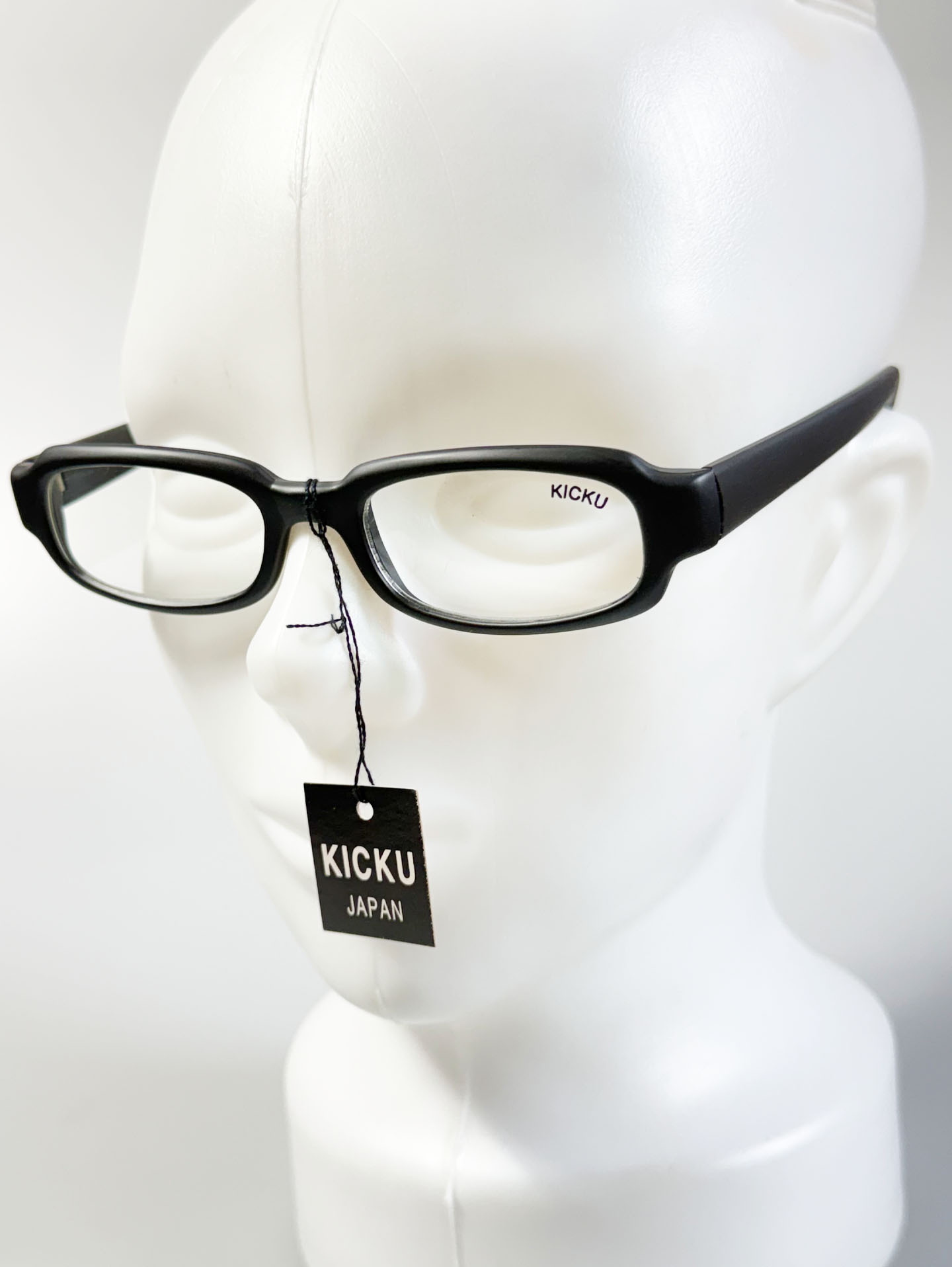 90's KICKU JAPAN Matte Black Square Horn-Rim Glasses