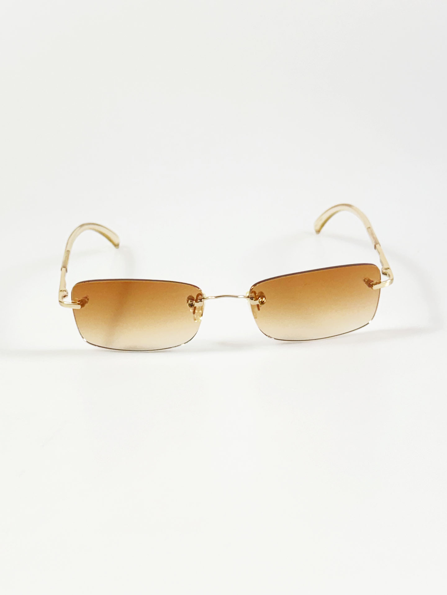 CAPRIO Rimless Gold Metal Square Tint Sunglasses