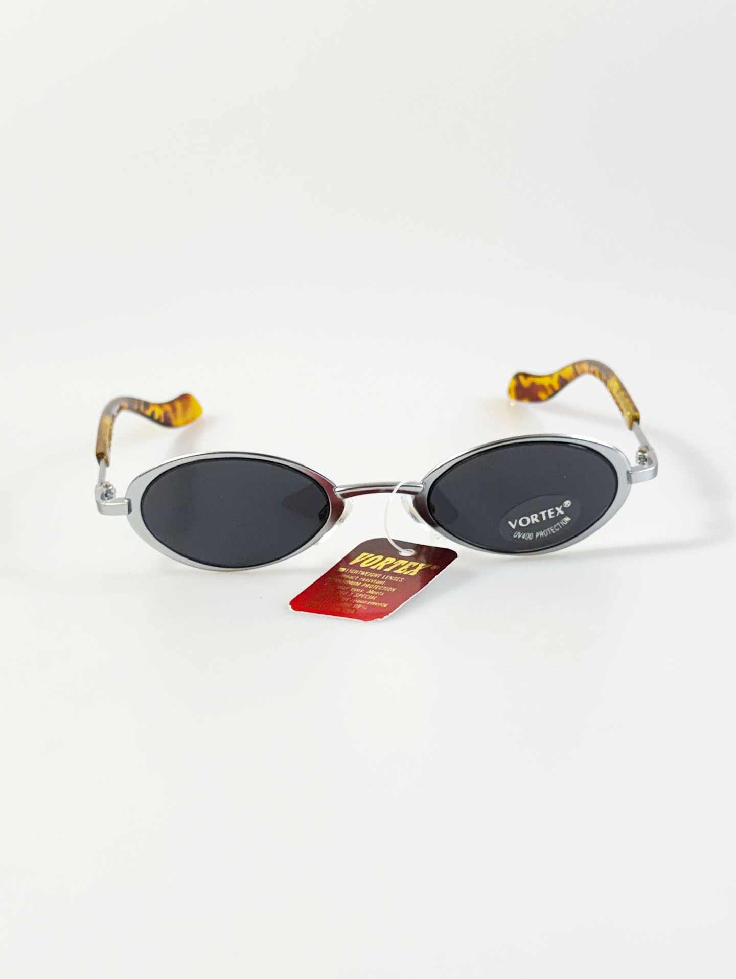 90's VORTEX Silver Slim Oval Metal Sunglasses