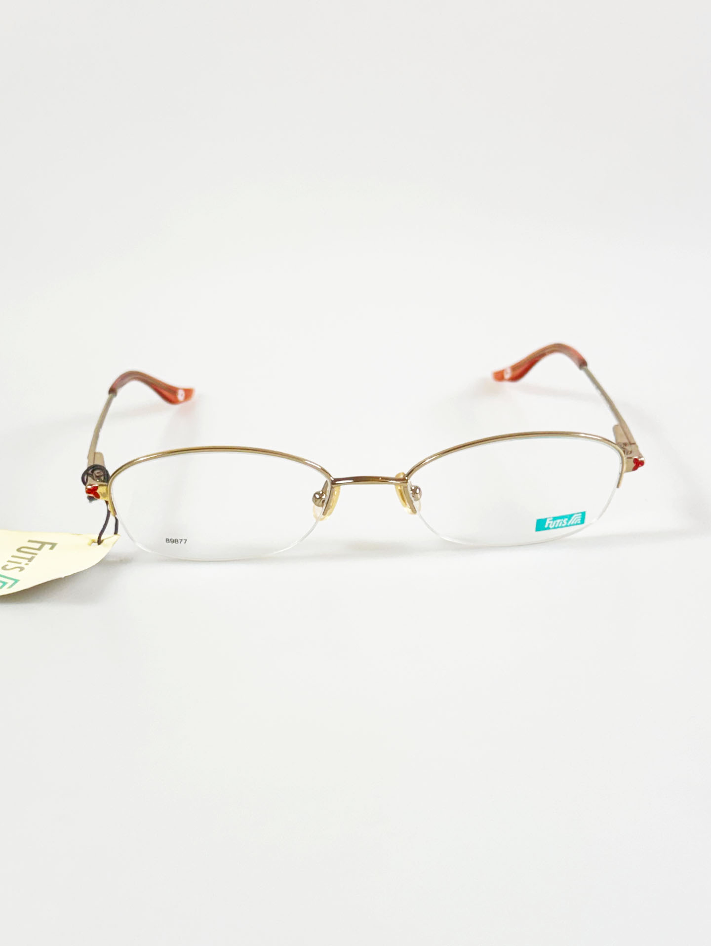 90's FUTIS Gold Semi-Rimless Square Metal Glasses