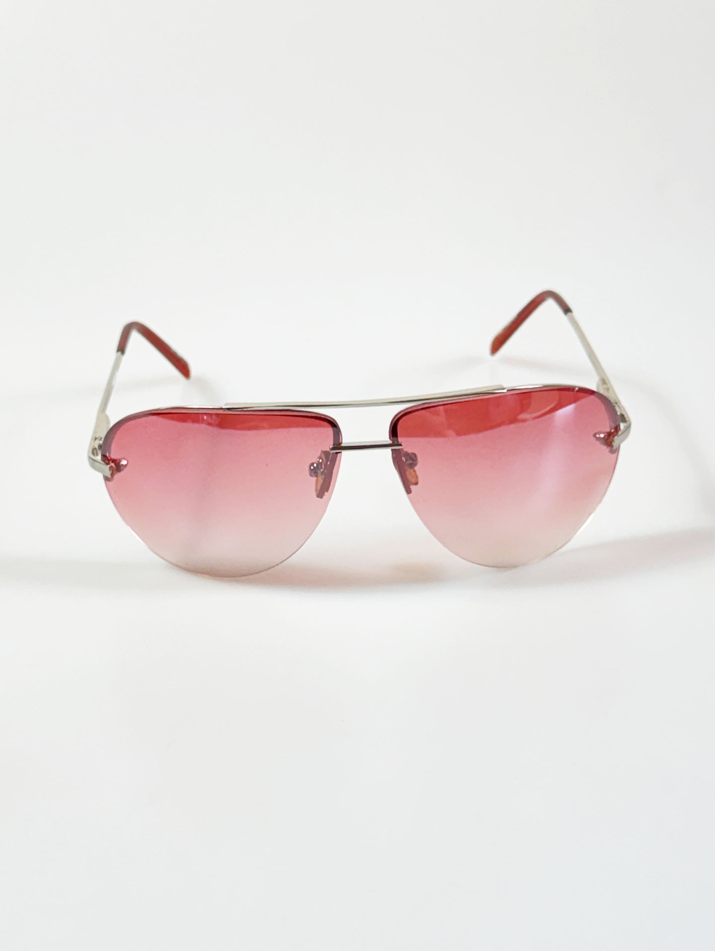 Rimless Double Bridge Square Metal Tint Sunglasses