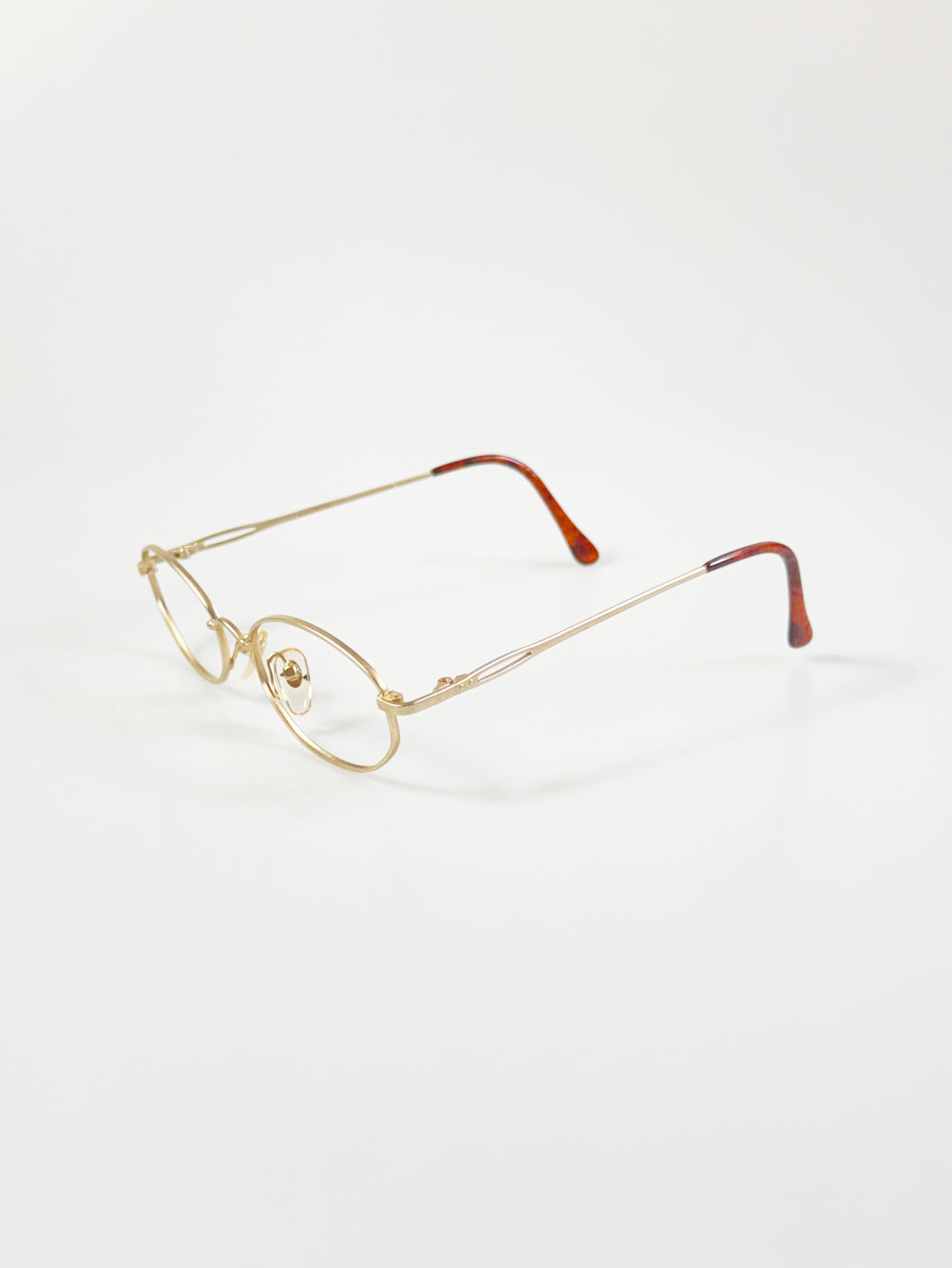 90's OTIC Gold Metal Slim Oval Frame Glasses
