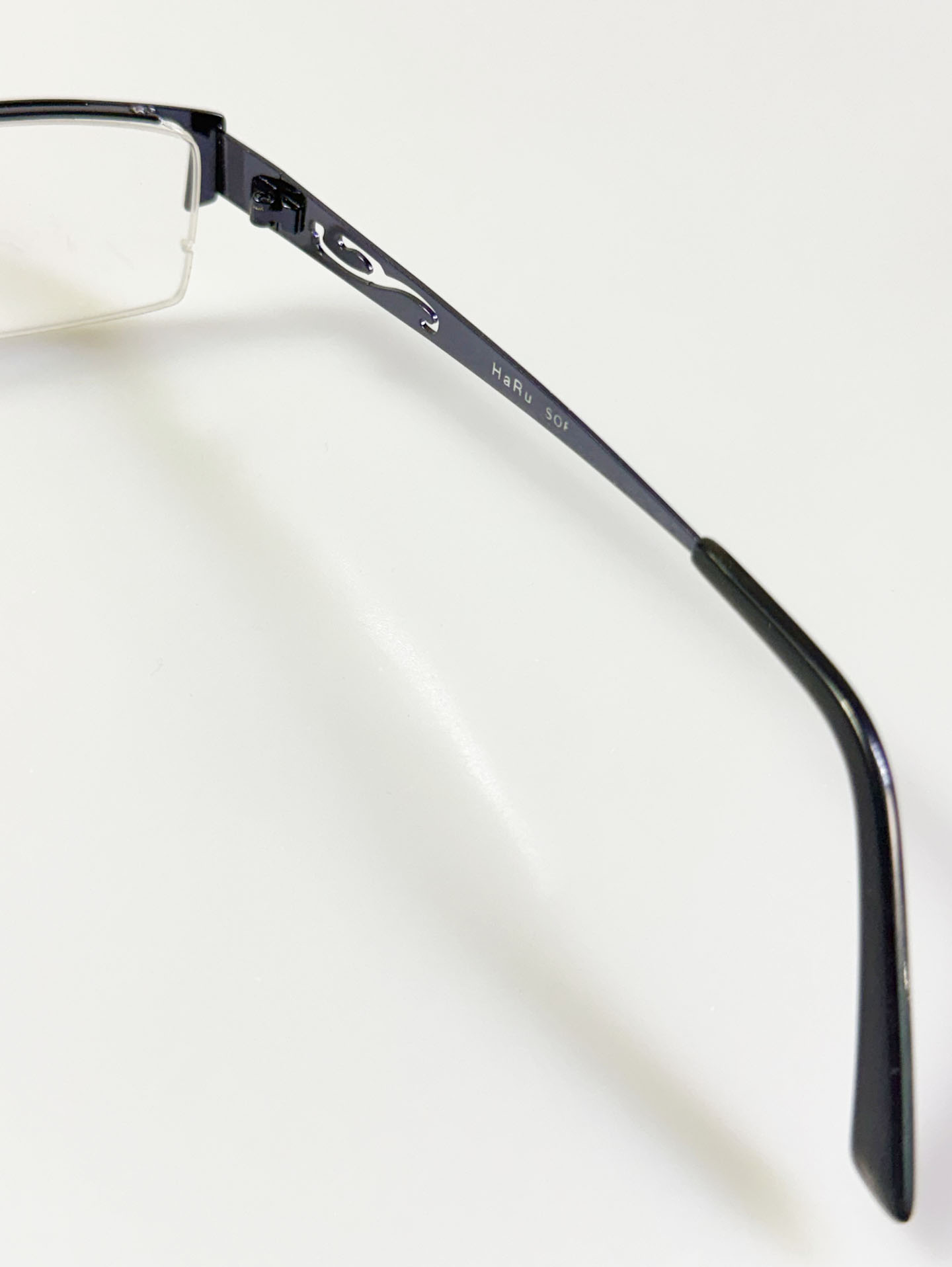 HARU Semi-Rimless Navy Square Metal Frame Glasses
