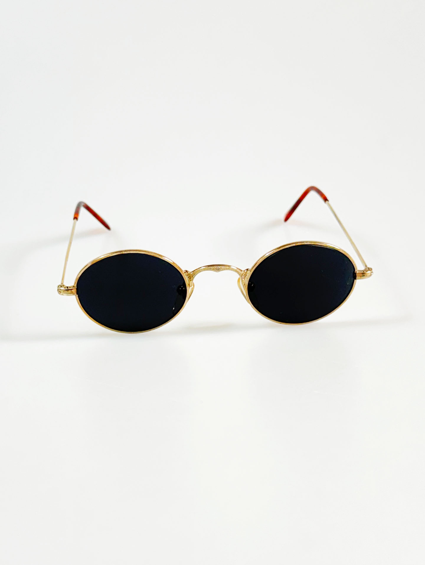 90's Gold Metal Slim Oval Frame Sunglasses