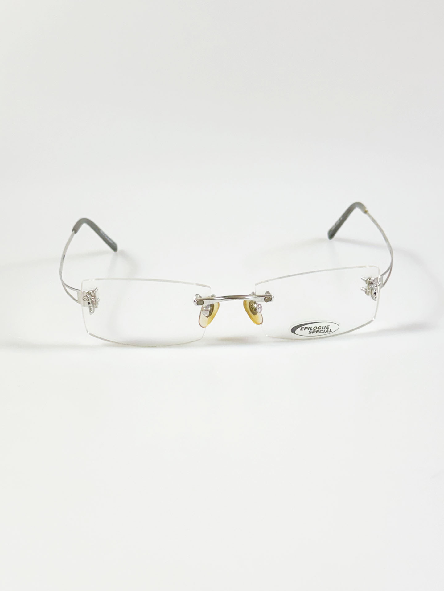 EPILOGUE Rimless Square Silver Metal Frame Glasses