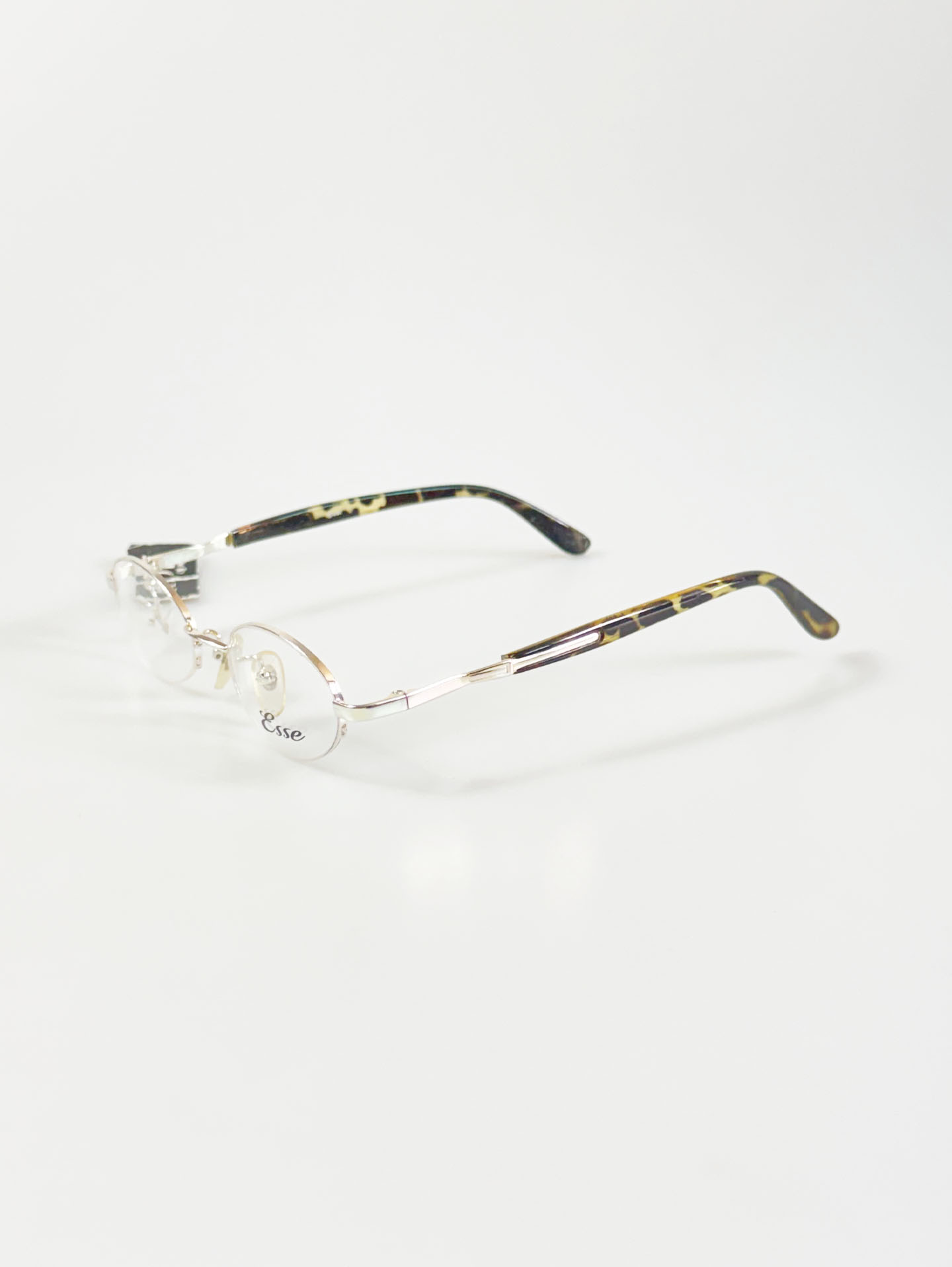 ESSE Silver Metal Semi-Rimless Oval Frame Glasses