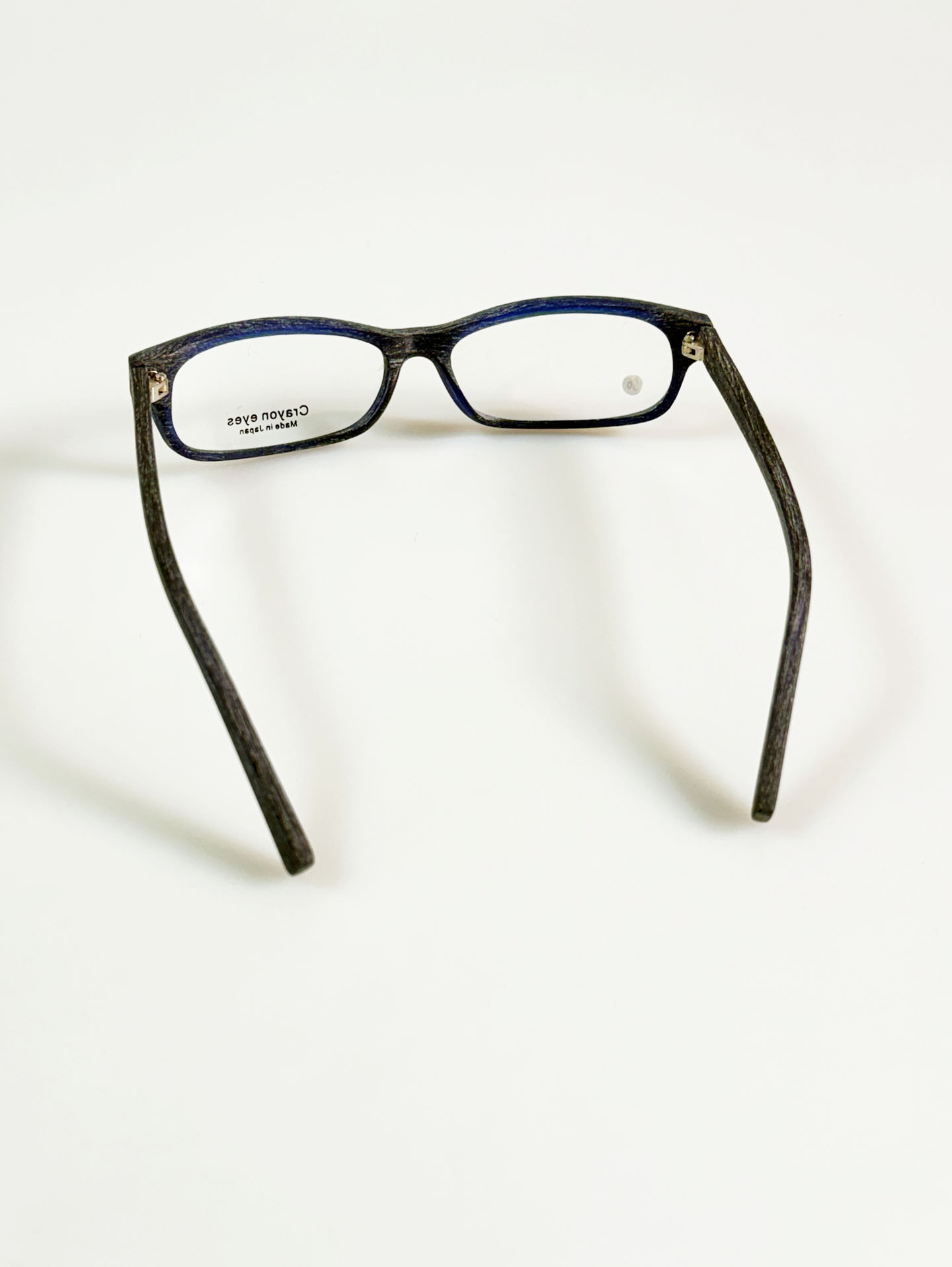 CRAYON EYES Navy Wood Square Frame Glasses (made in Japan)