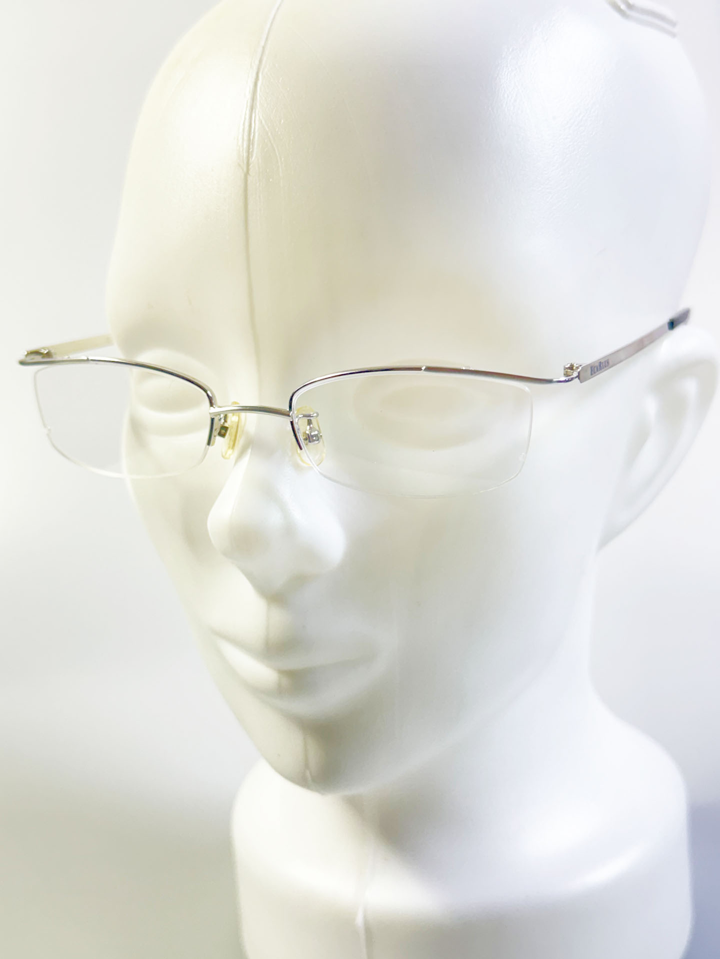 ECARLUS Silver Half-Rim Metal Square Glasses