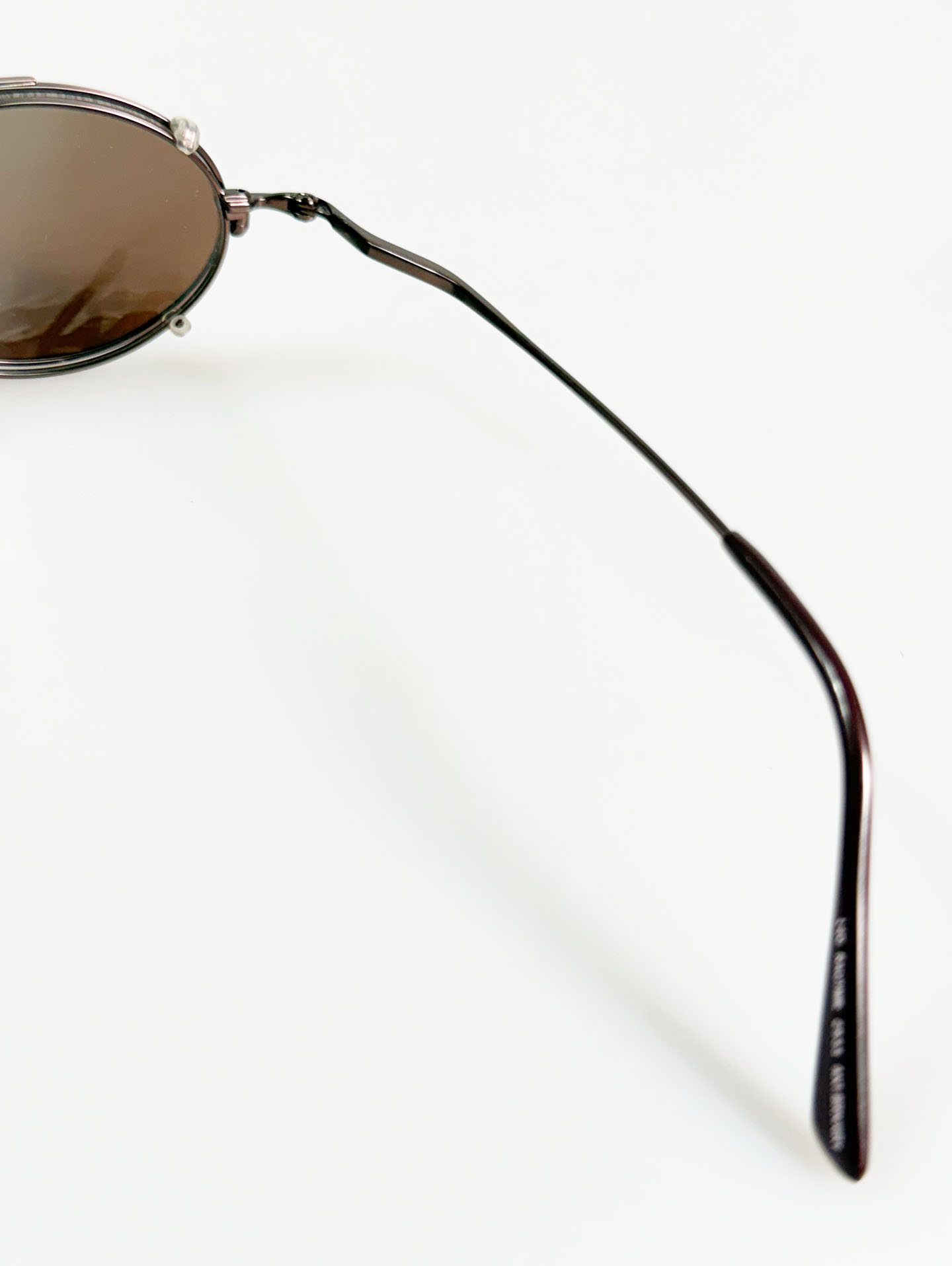 90's RAGTIME Brown Slim Oval Metal Clip-On Glasses