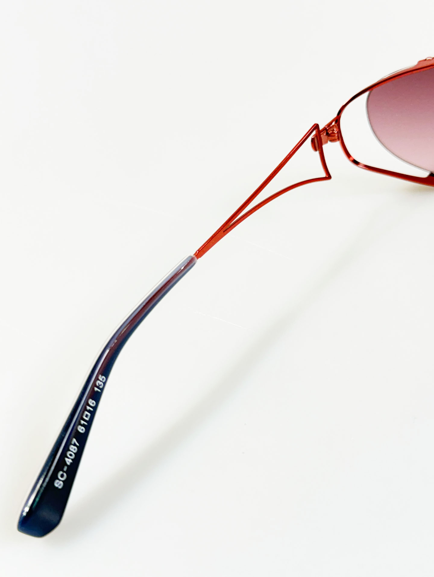 CAPULET Red Oval Double-Layer Metal Frame Gradient Tint Sunglasses
