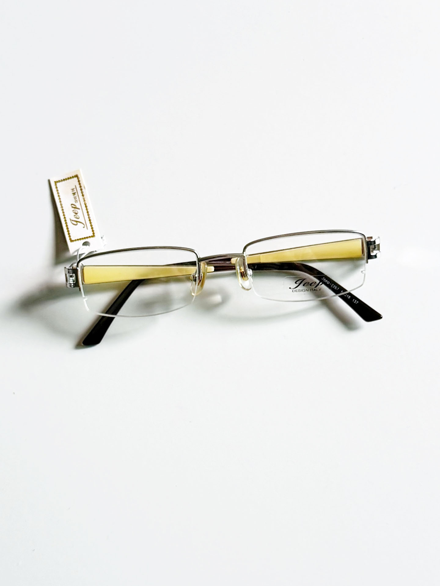 Jeep Silver Semi-Rimless Square Metal Frame Glasses