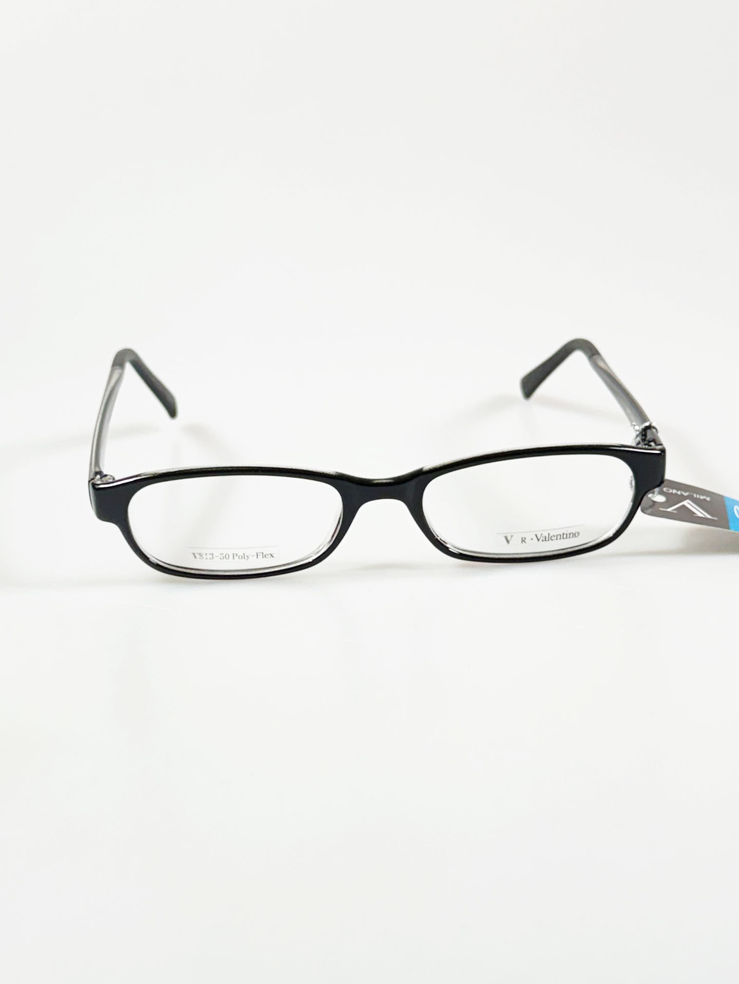 90's RUDOLPH VALENTINE Black Slim Square Horn-Rim Glasses