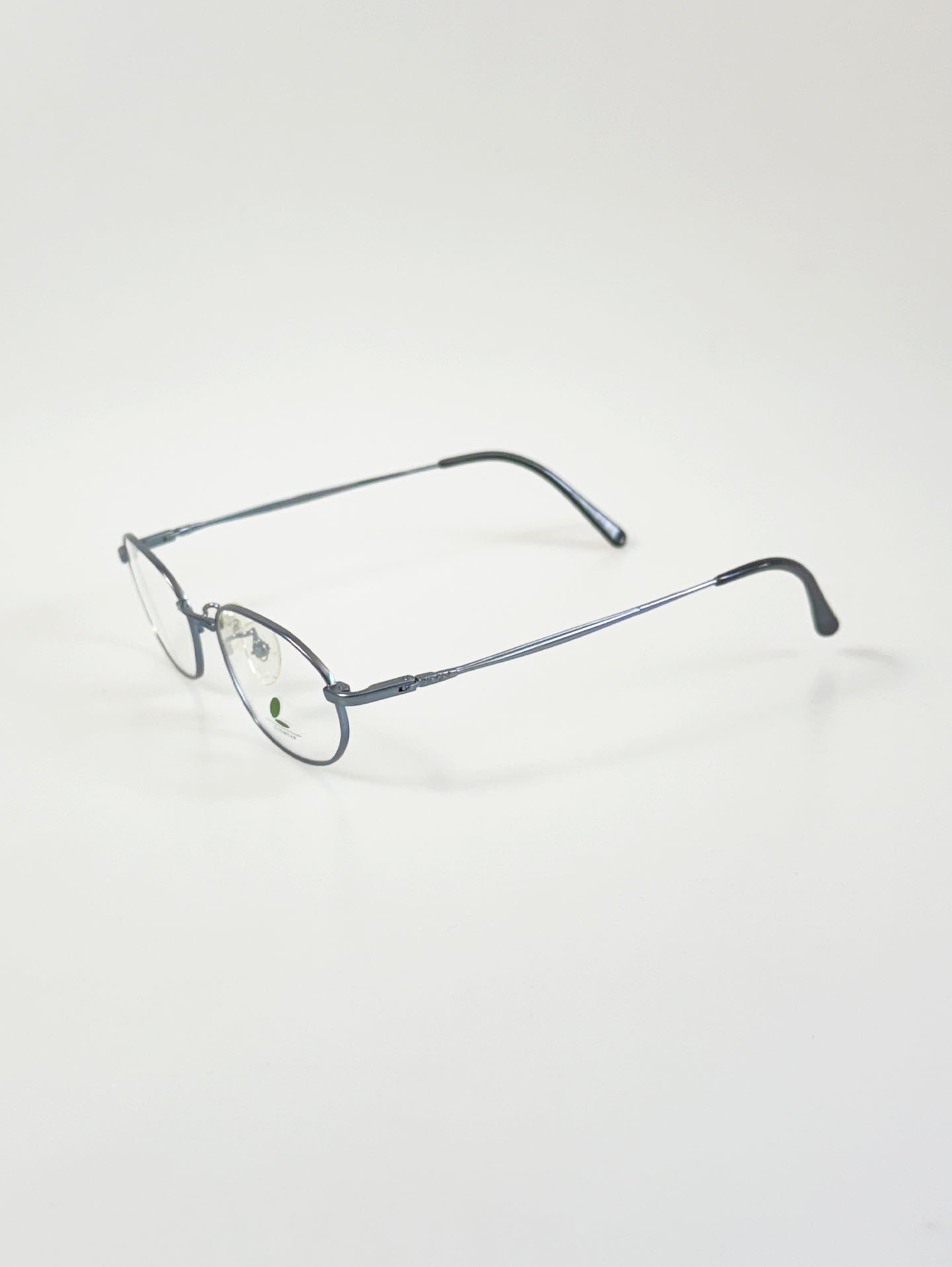 90's DJP Blue Grey Slim Oval Metal Frame Glasses