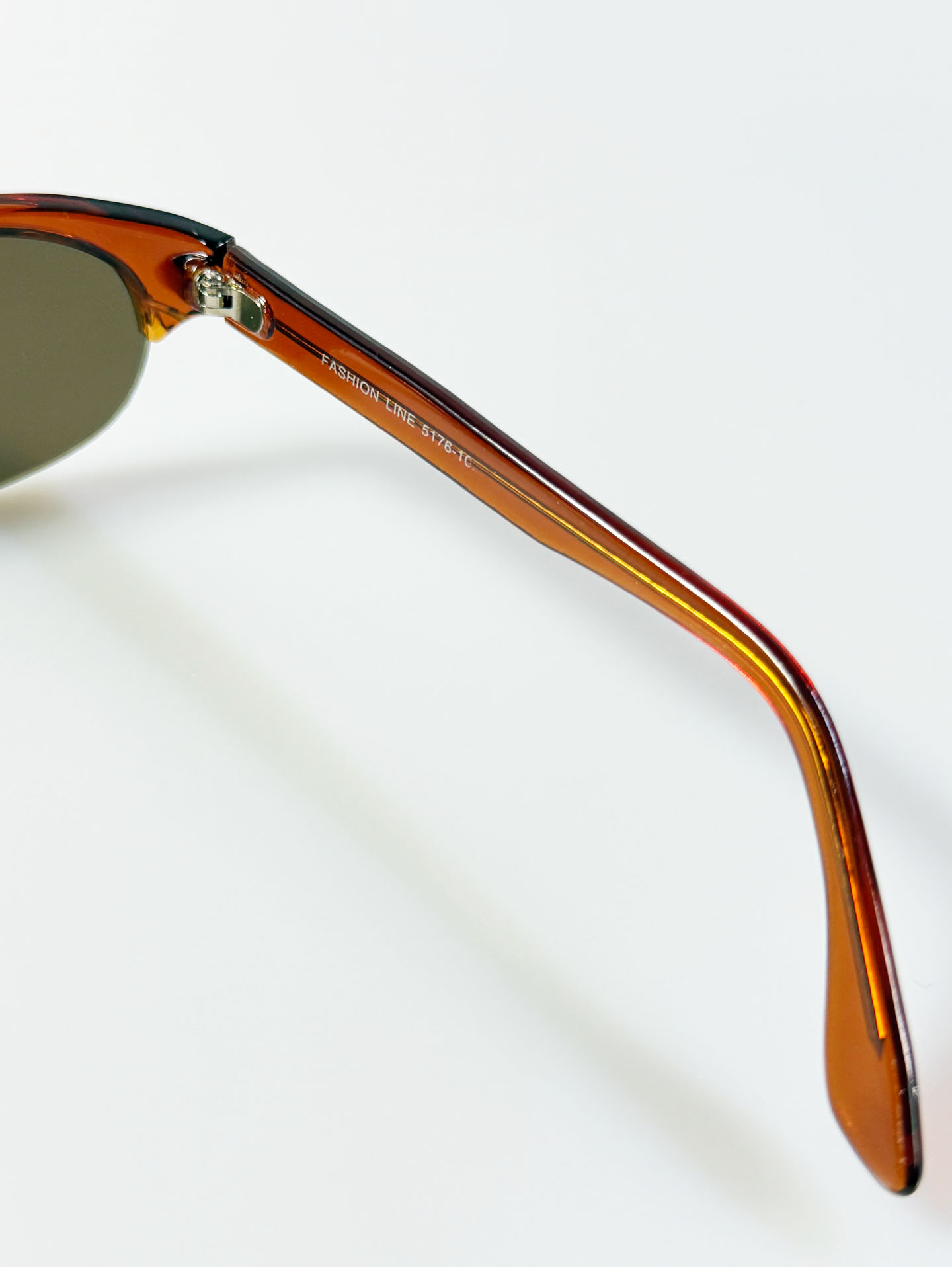 90’s FASHION LINE Amber Oval Wrap Half-Rim Sunglasses