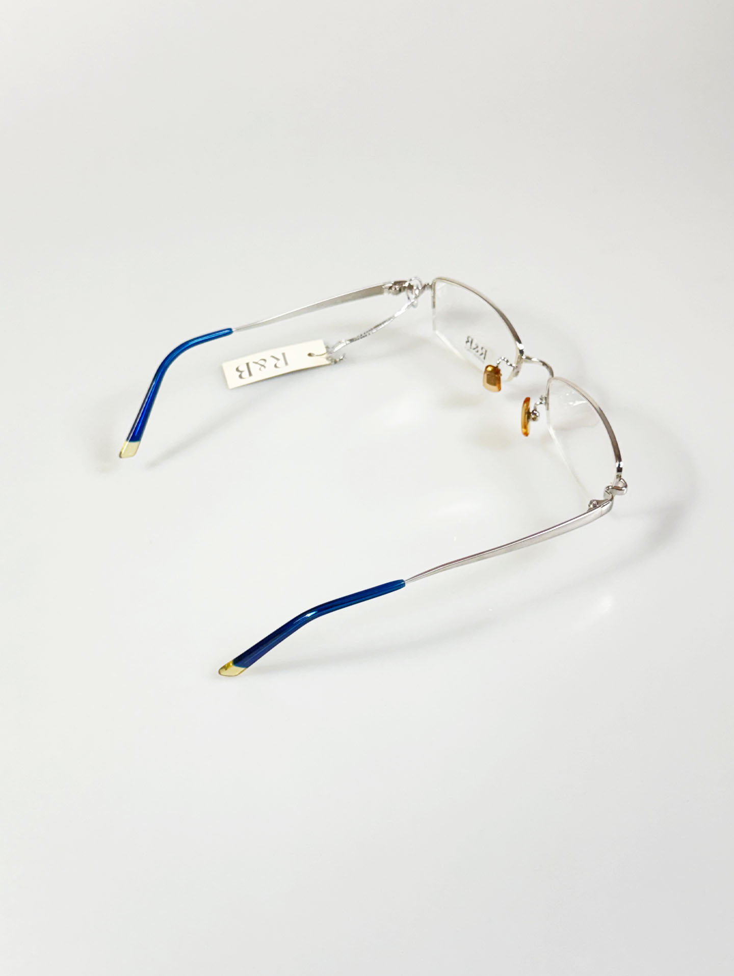 R&B Eyewear Silver Semi-Rimless Metal Wire Frame Glasses
